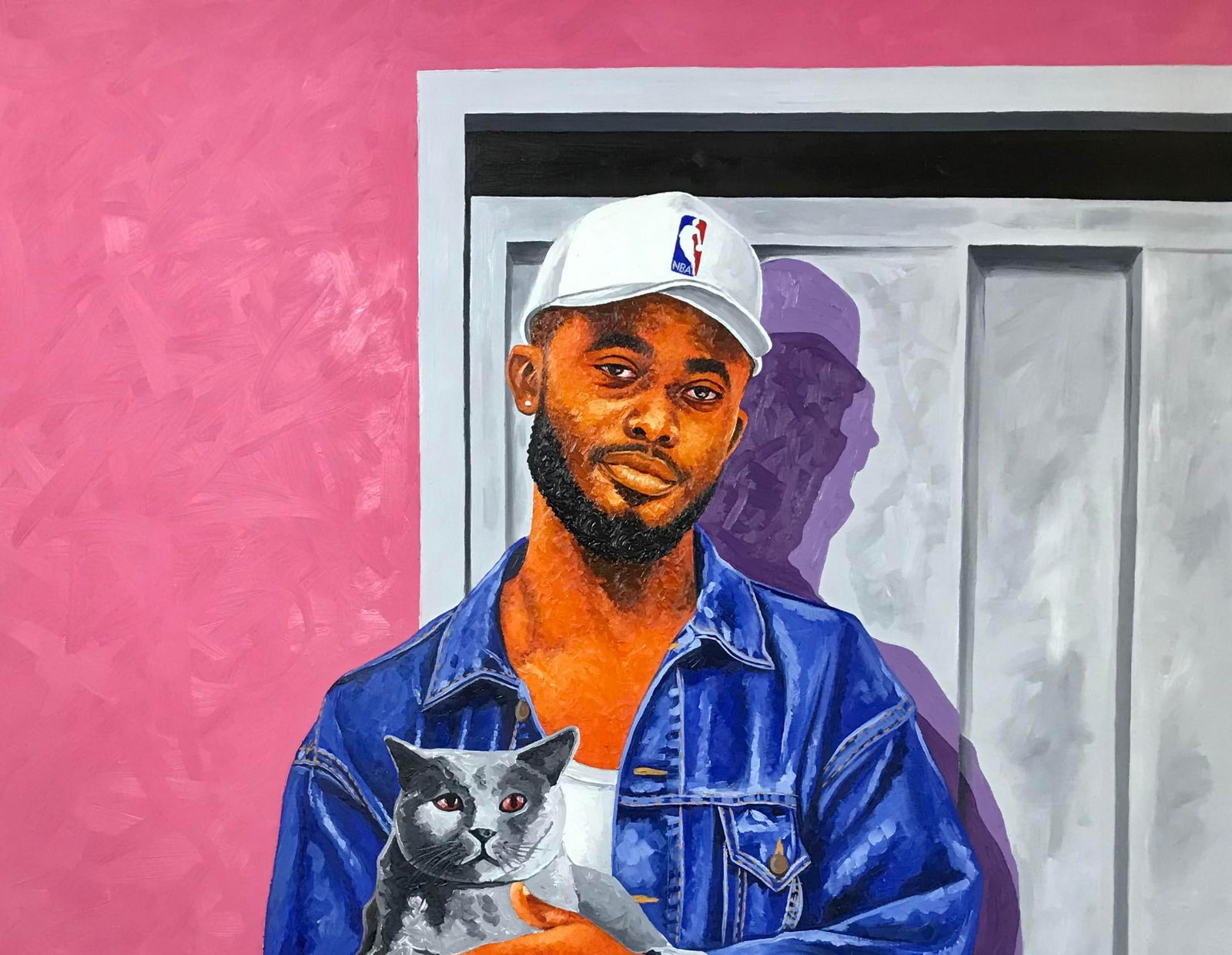 Lawrence Amoo, Tapestry of Love - 21st Century, Contemporary, Figurative, Men, Modern, Cat, 2023 - 10