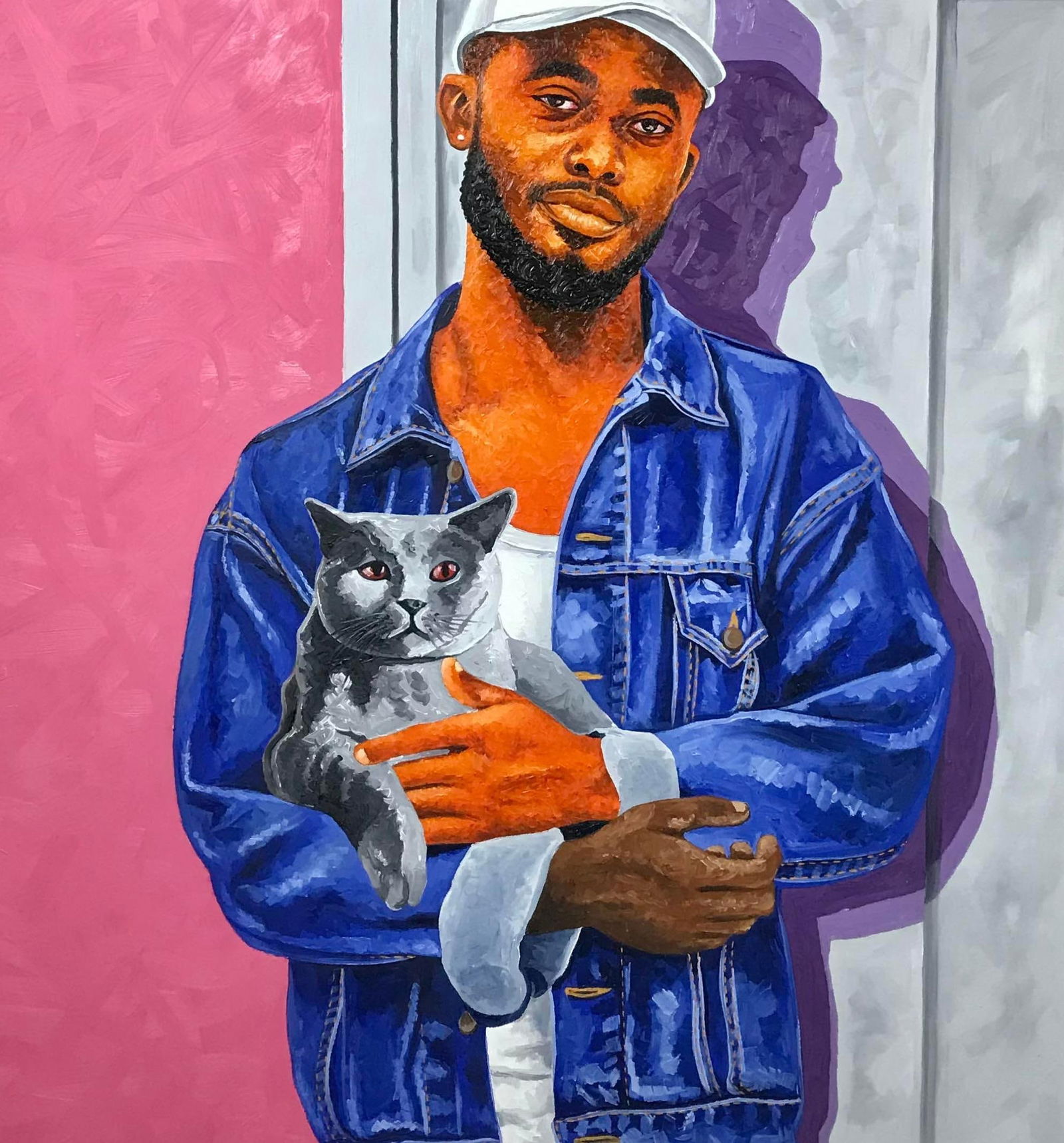 Lawrence Amoo, Tapestry of Love - 21st Century, Contemporary, Figurative, Men, Modern, Cat, 2023 - 12