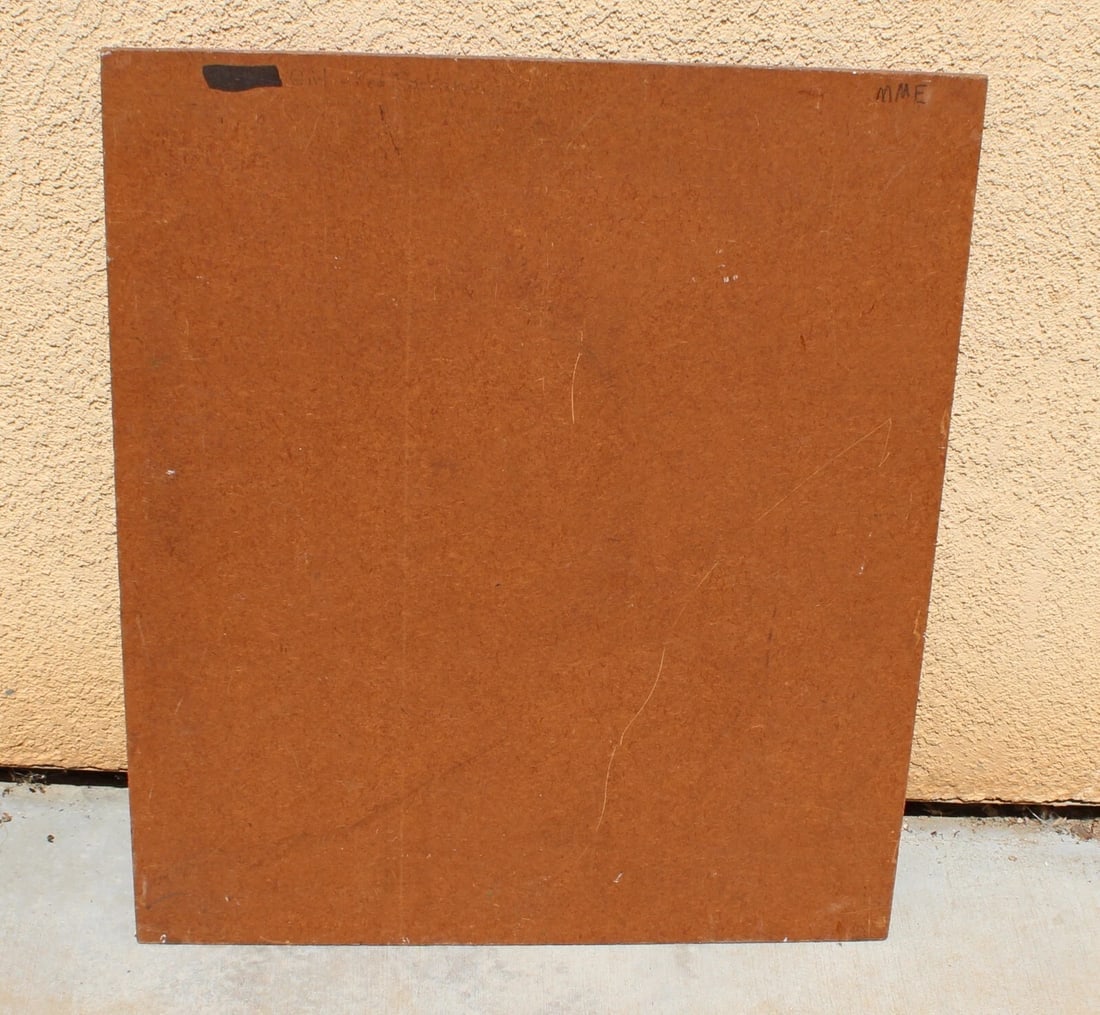 JOSE MONTANES Girl in a Hat Seated by a Vase of Flowers MCM oil painting - 5