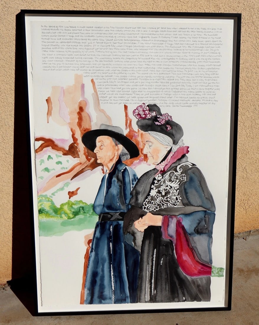 CONNIE MISSISSIPPI Dream Journal Painting of Georgia O'Keeffe & Susan B. Anthony: Title:CONNIE MISSISSIPPI Dream Journal Painting of Georgia O'Keeffe & Susan B. AnthonyDescription:CONNIE MISSISSIPPI (Santa Barbara artist b. 1941). The artist is known for her Dream Journal