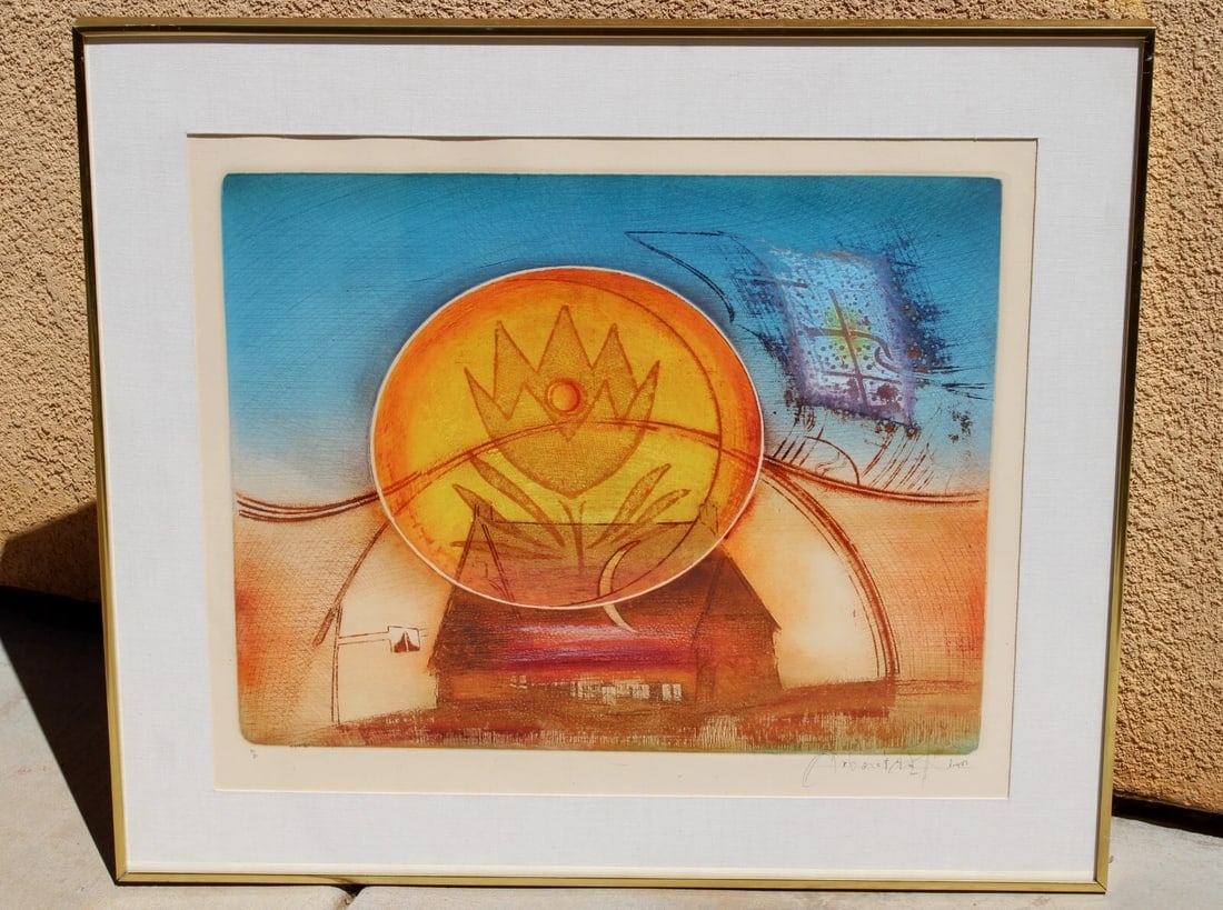 JEAN-LOUIS ARBARETAZ Mystical Flower Above a House S/N Etching Edition of 50 - 5