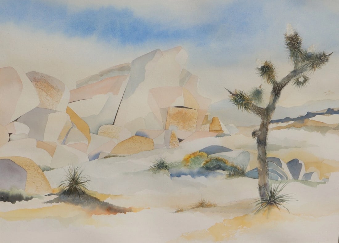 Tracy Freeman Palm Springs Desert Scene Original watercolor "Spring Prelude" - 3