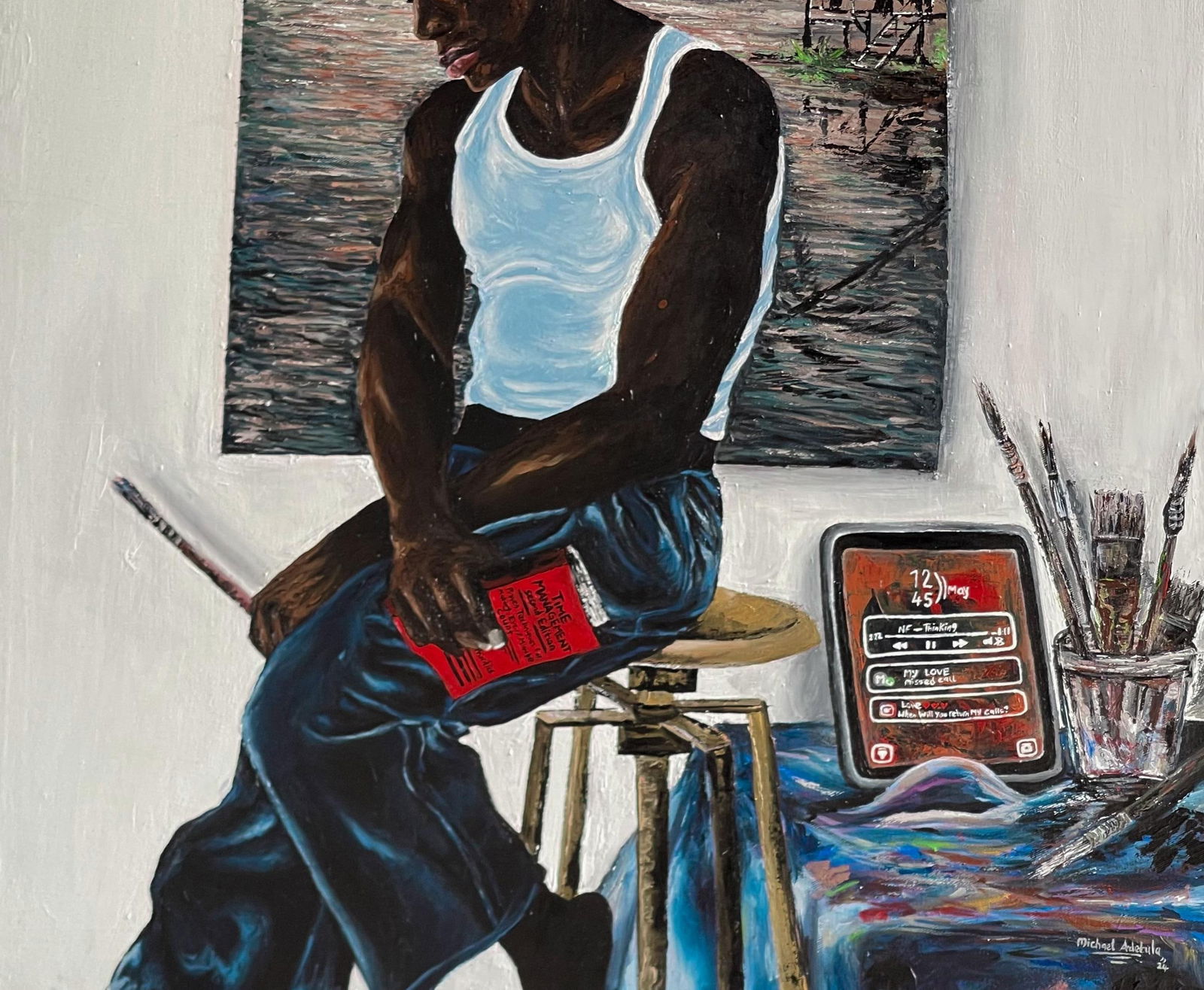 Michael Adetula, Solitude Mood -21st Century Contemporary, Figurative Portrait, Artist, Modern, 2024 - 4