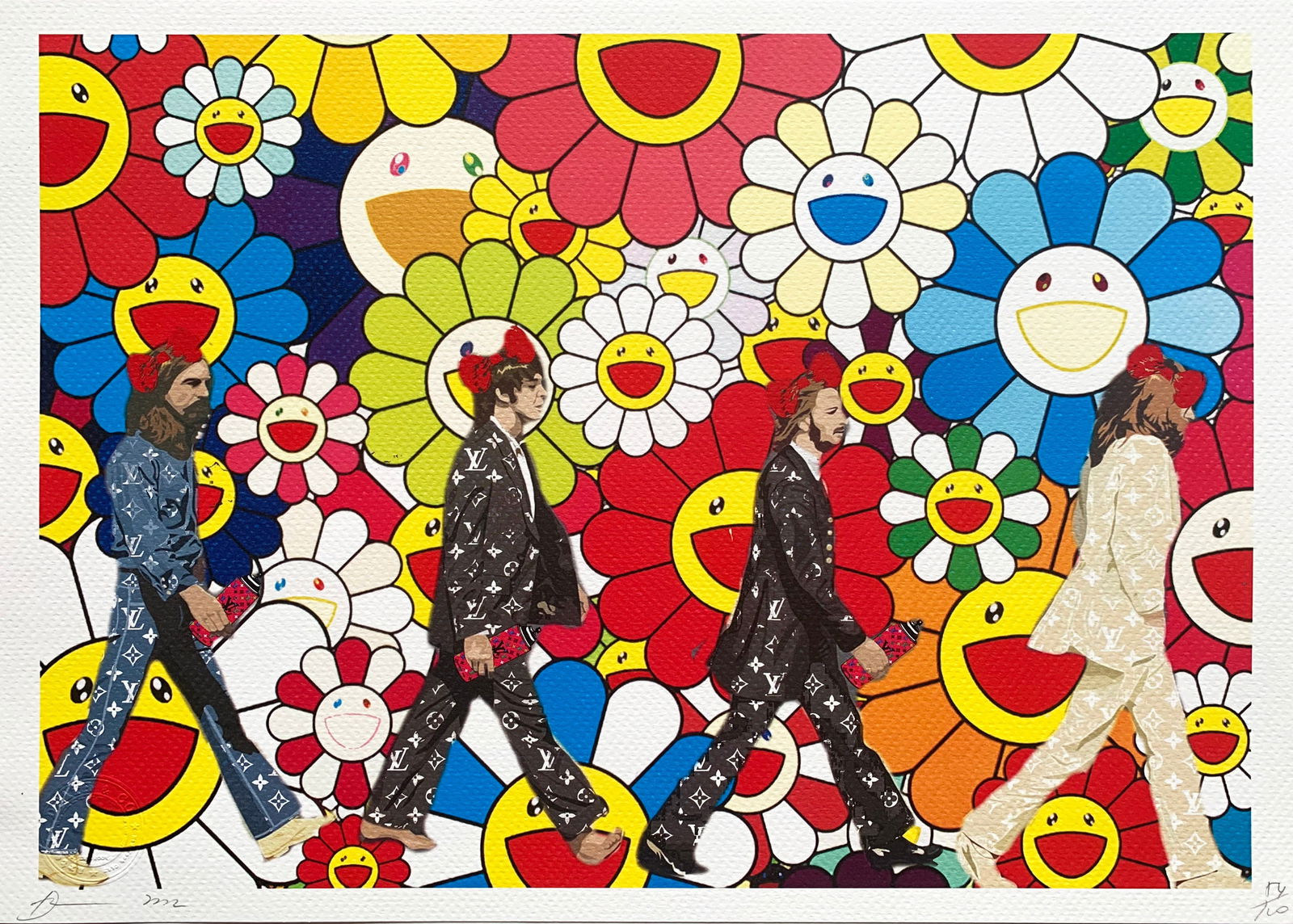 Death NYC Beatles Murakami copy: Title:Death NYC Beatles Murakami copy Date/Period:21st Century Materials:Giclee on Fine art 300 gsm paper Size:17 3/4 x 12 1/2 inches Description:Artist: Death NYC, limited edition giclee on paper, ou