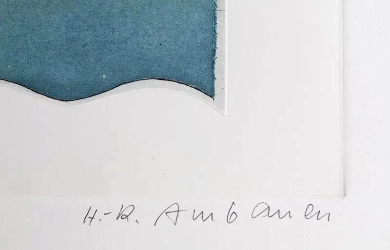 MYSTERY ARTIST Signed Color Embossed Etching of Swans 89/100 - 2