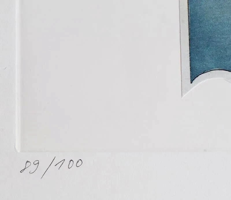 MYSTERY ARTIST Signed Color Embossed Etching of Swans 89/100 - 3