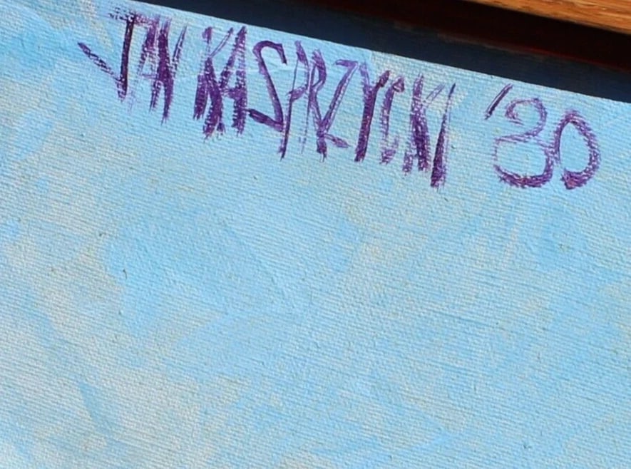 JAN KASPRZYCKI (Hawaii) Two Children in a Flowering Landscape Original oil 1980 - 3