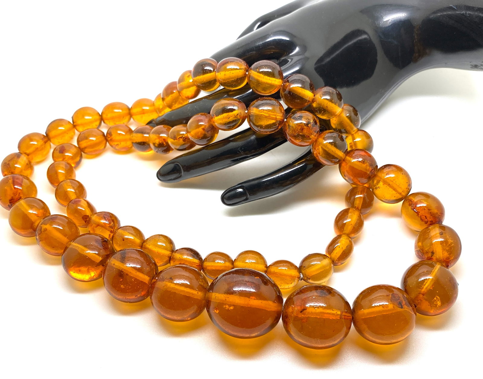 Antique Amber Necklace made from Round Amber beads - 2