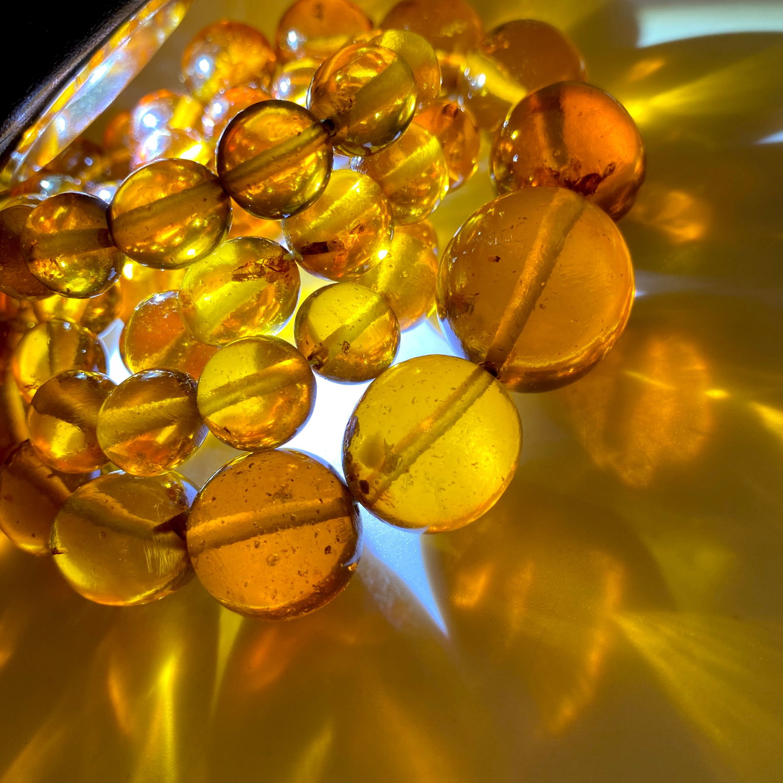 Antique Amber Necklace made from Round Amber beads - 3