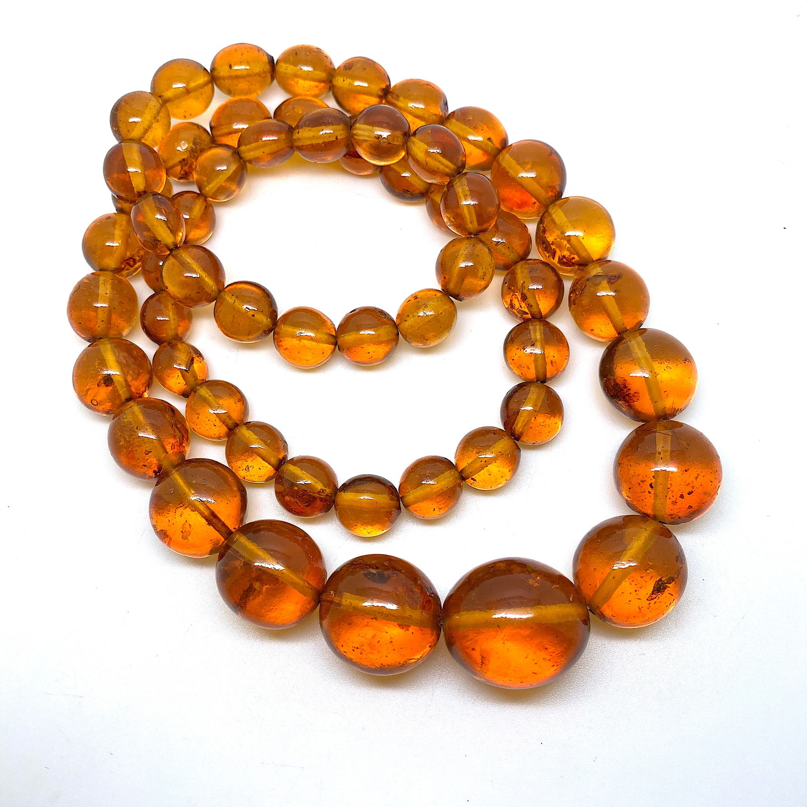 Antique Amber Necklace made from Round Amber beads - 6