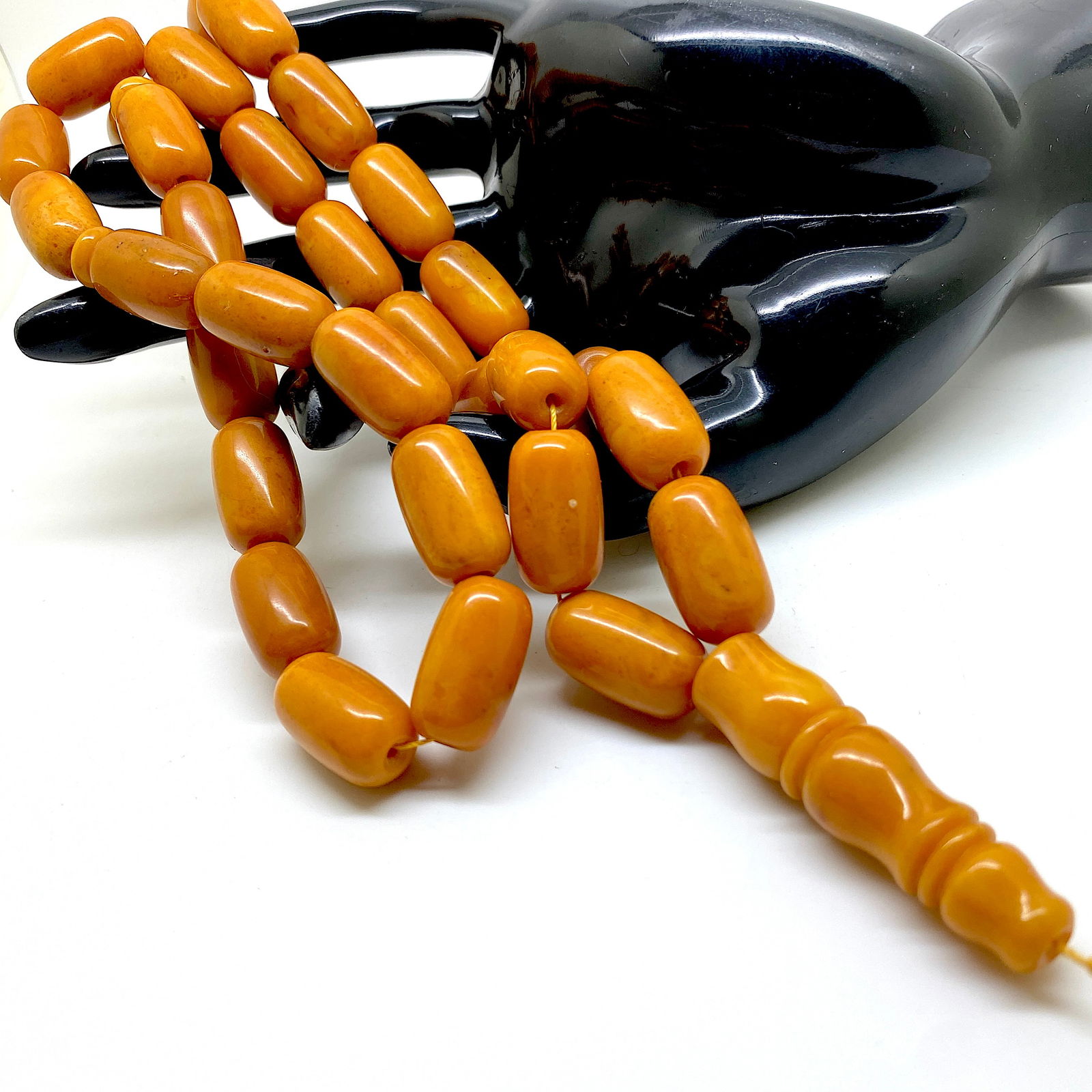 Phenomenal Amber Tesbih made from Barrel shaped Amber beads - 7