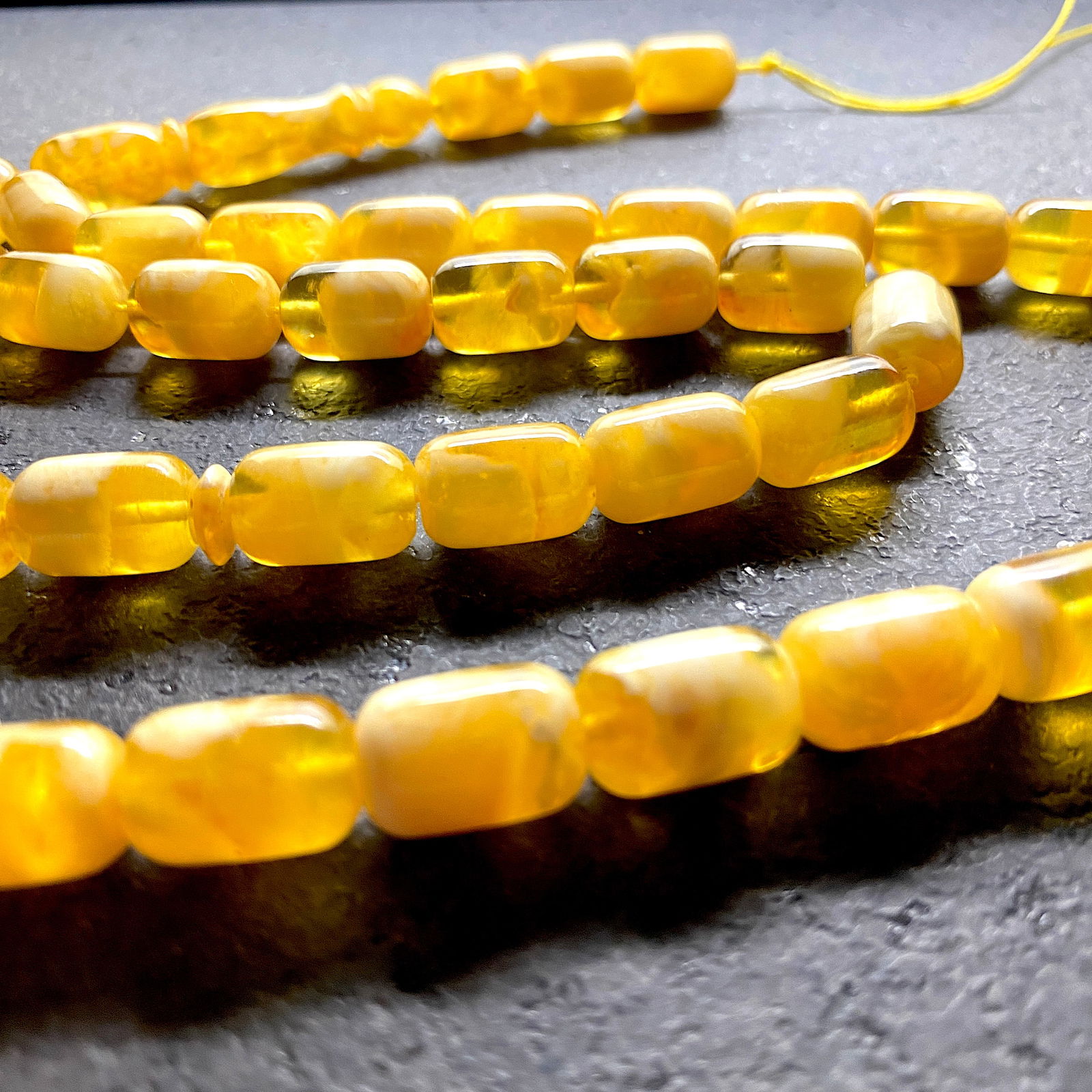 Staggering Unique Vintage Amber Tesbih made from Barrel shaped Amber beads - 2