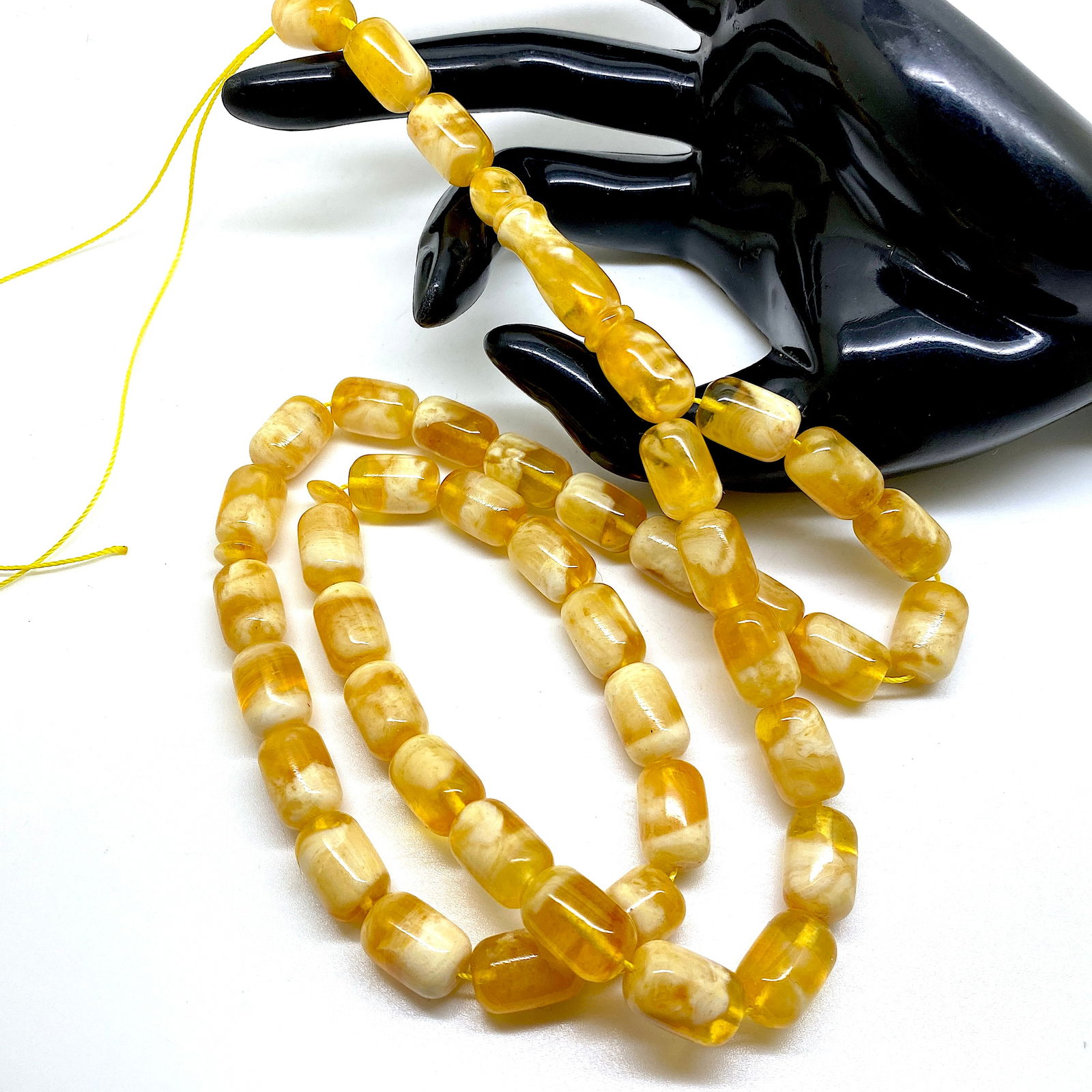 Staggering Unique Vintage Amber Tesbih made from Barrel shaped Amber beads - 5
