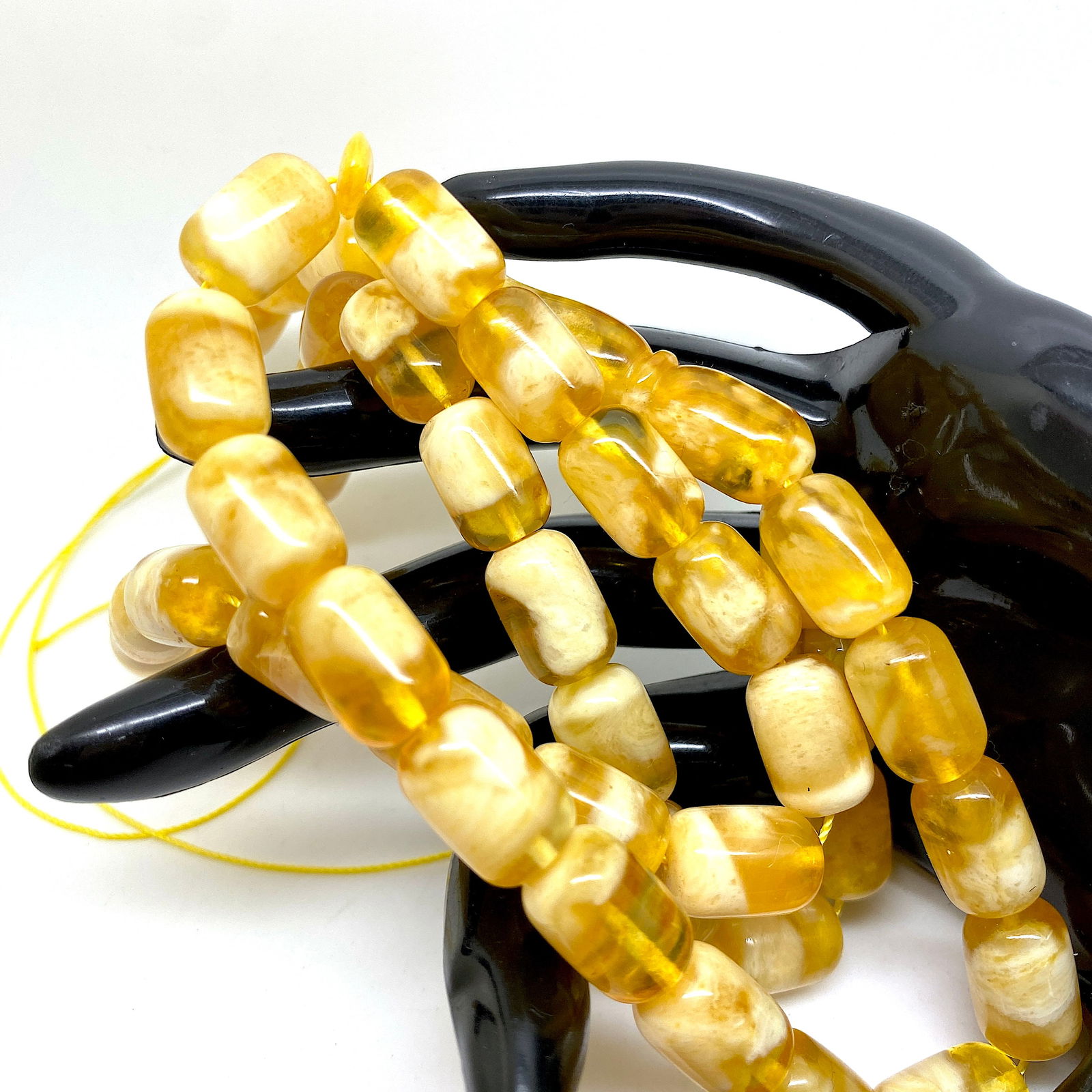 Staggering Unique Vintage Amber Tesbih made from Barrel shaped Amber beads - 7