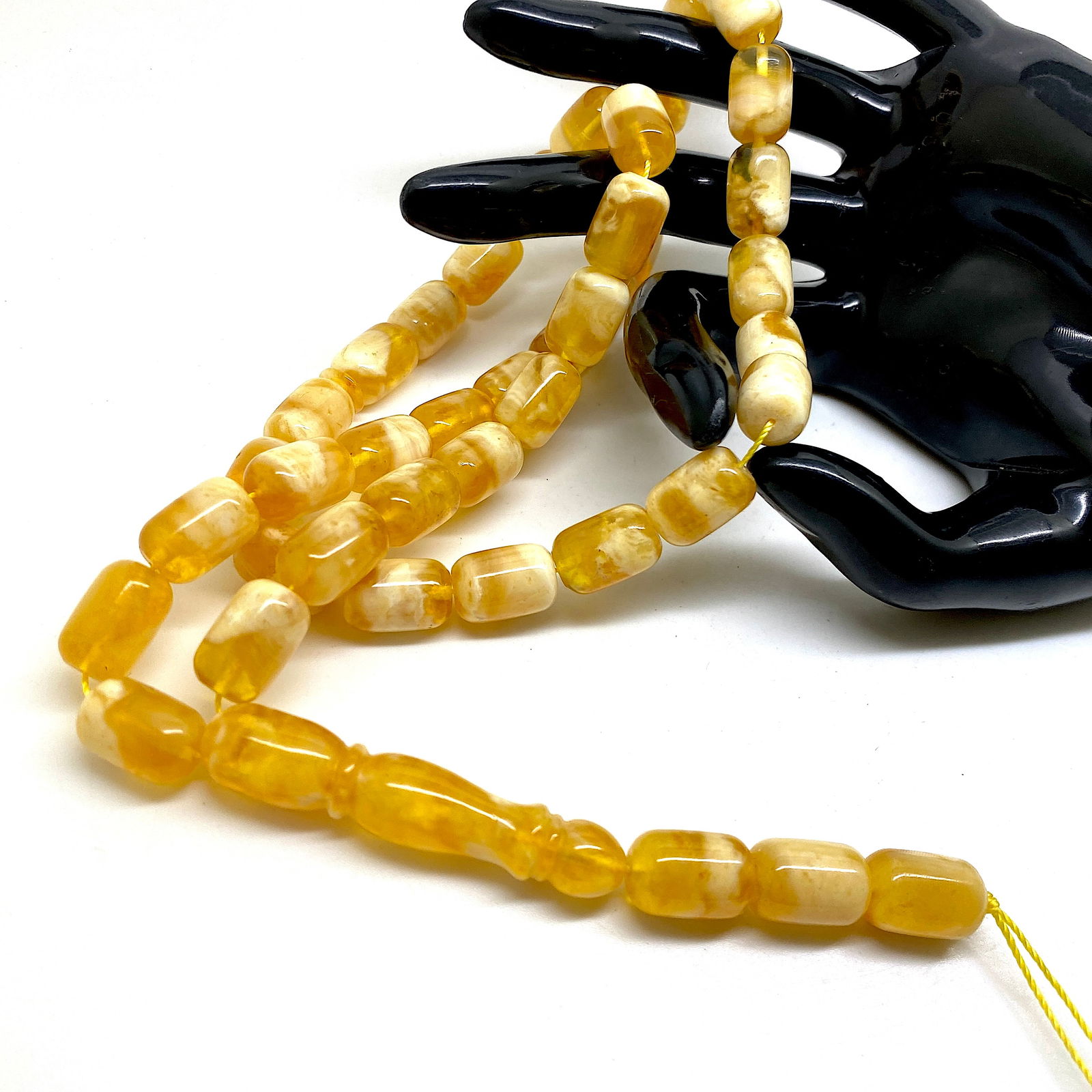 Staggering Unique Vintage Amber Tesbih made from Barrel shaped Amber beads - 8