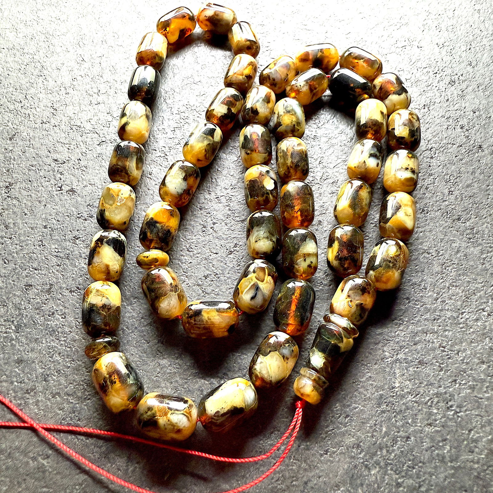 Unique and Outstanding Amber Tesbih made from Barrel shaped Amber beads - 2