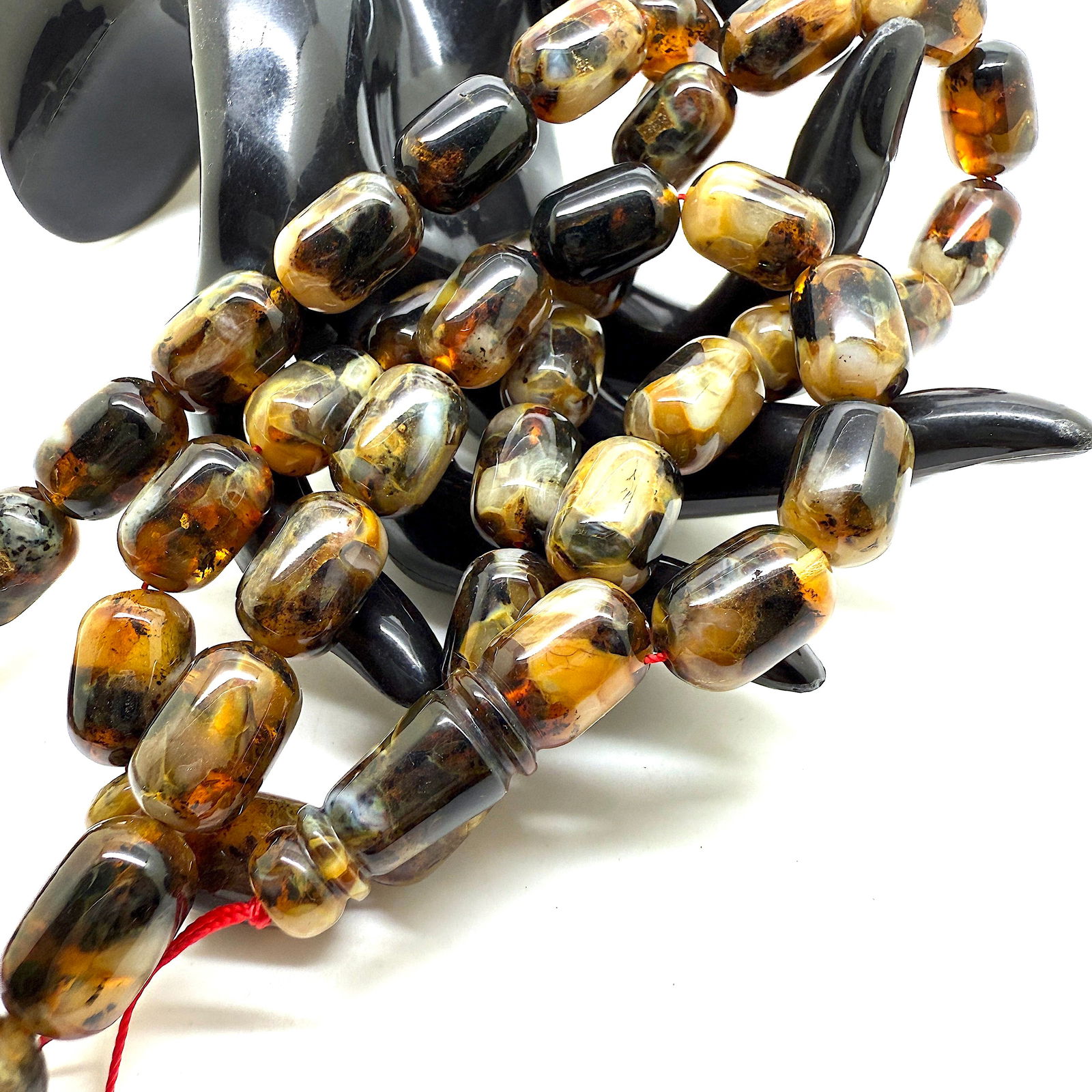 Unique and Outstanding Amber Tesbih made from Barrel shaped Amber beads - 4
