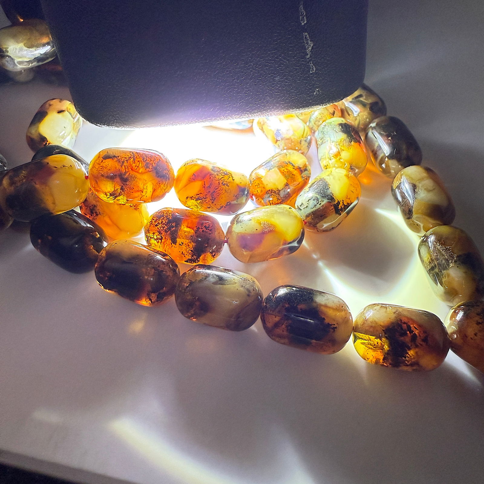 Unique and Outstanding Amber Tesbih made from Barrel shaped Amber beads - 7