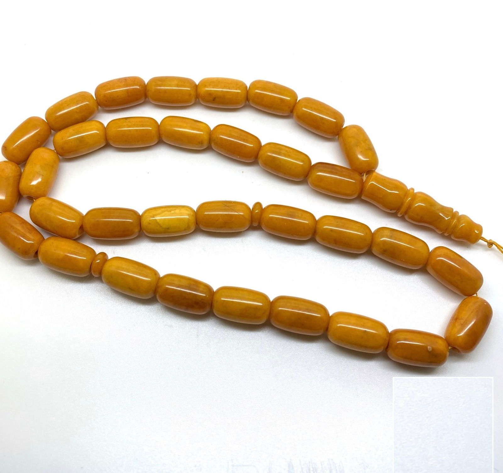 Magnificent Unique Antique Amber Tesbih made from Barrel shaped Amber beads - 7