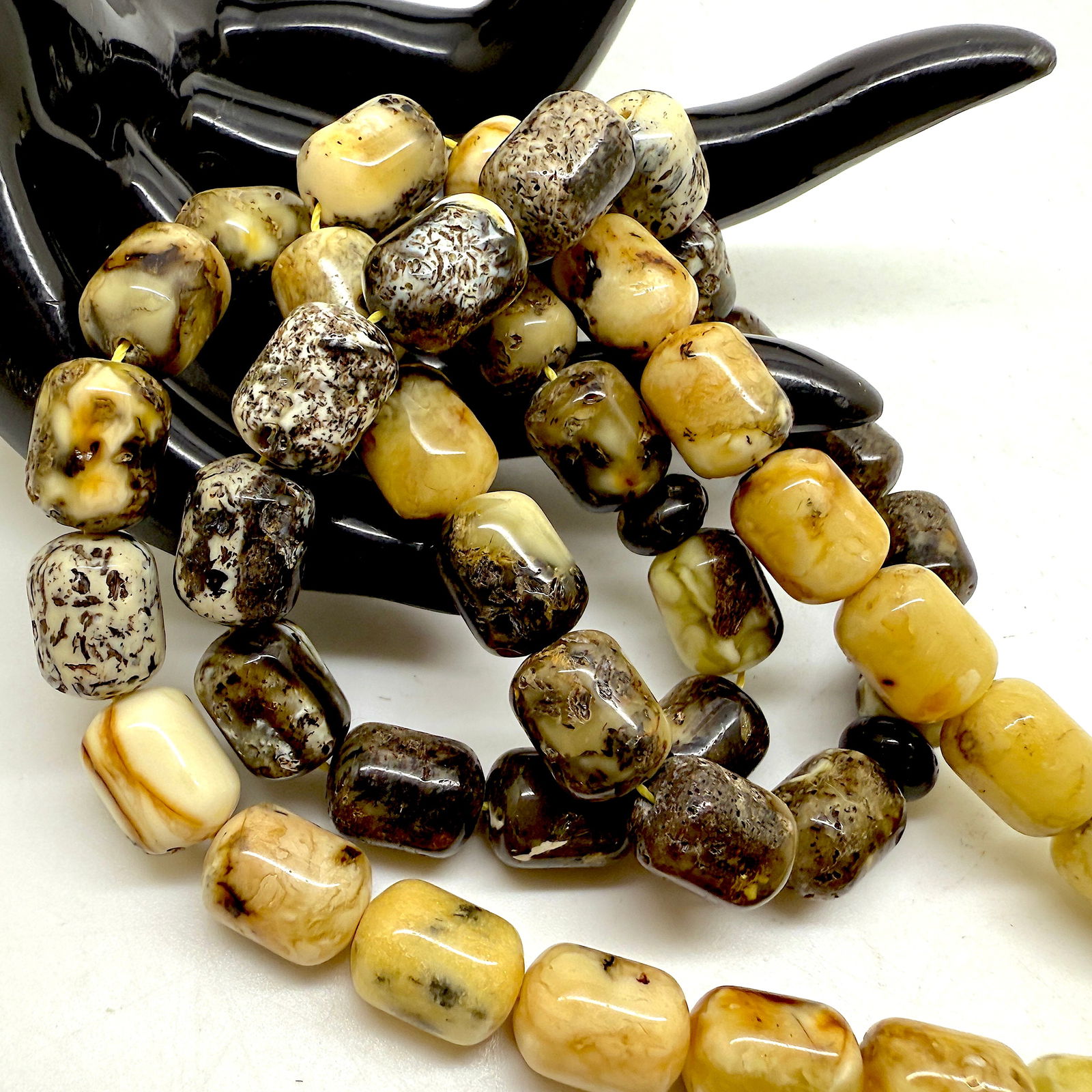 Amazing Vintage Amber Tesbih made from Barrel shaped Amber beads - 6