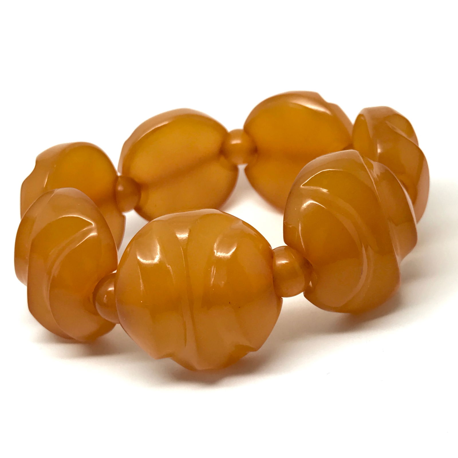 Incredible Unique Vintage Amber Bracelet made from Hand Carved Amber beads (1 of 10)