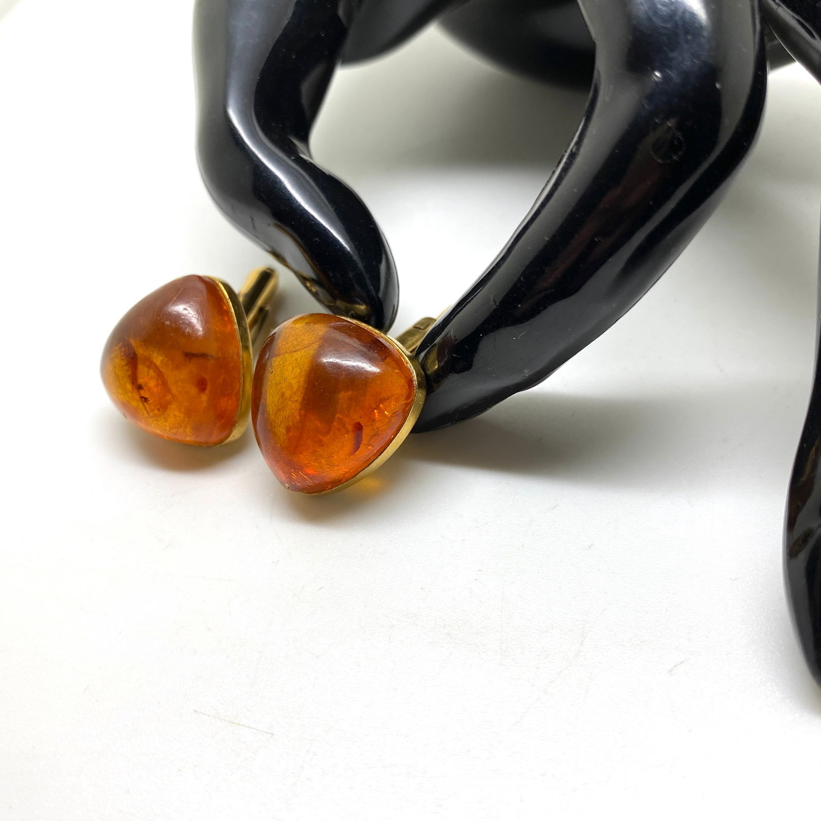 Antique Reuleaux triangle Amber Cufflinks - 5