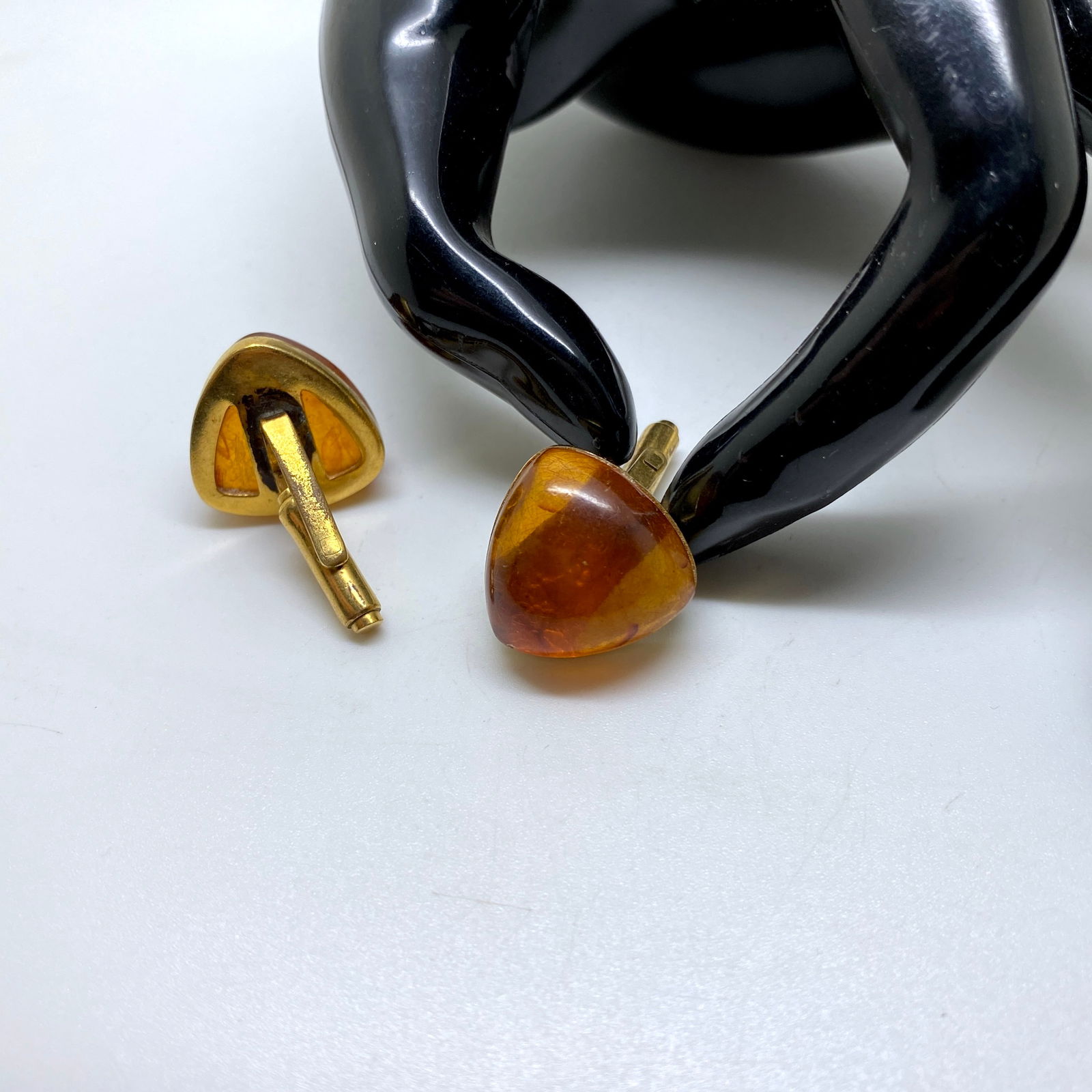 Antique Reuleaux triangle Amber Cufflinks - 6