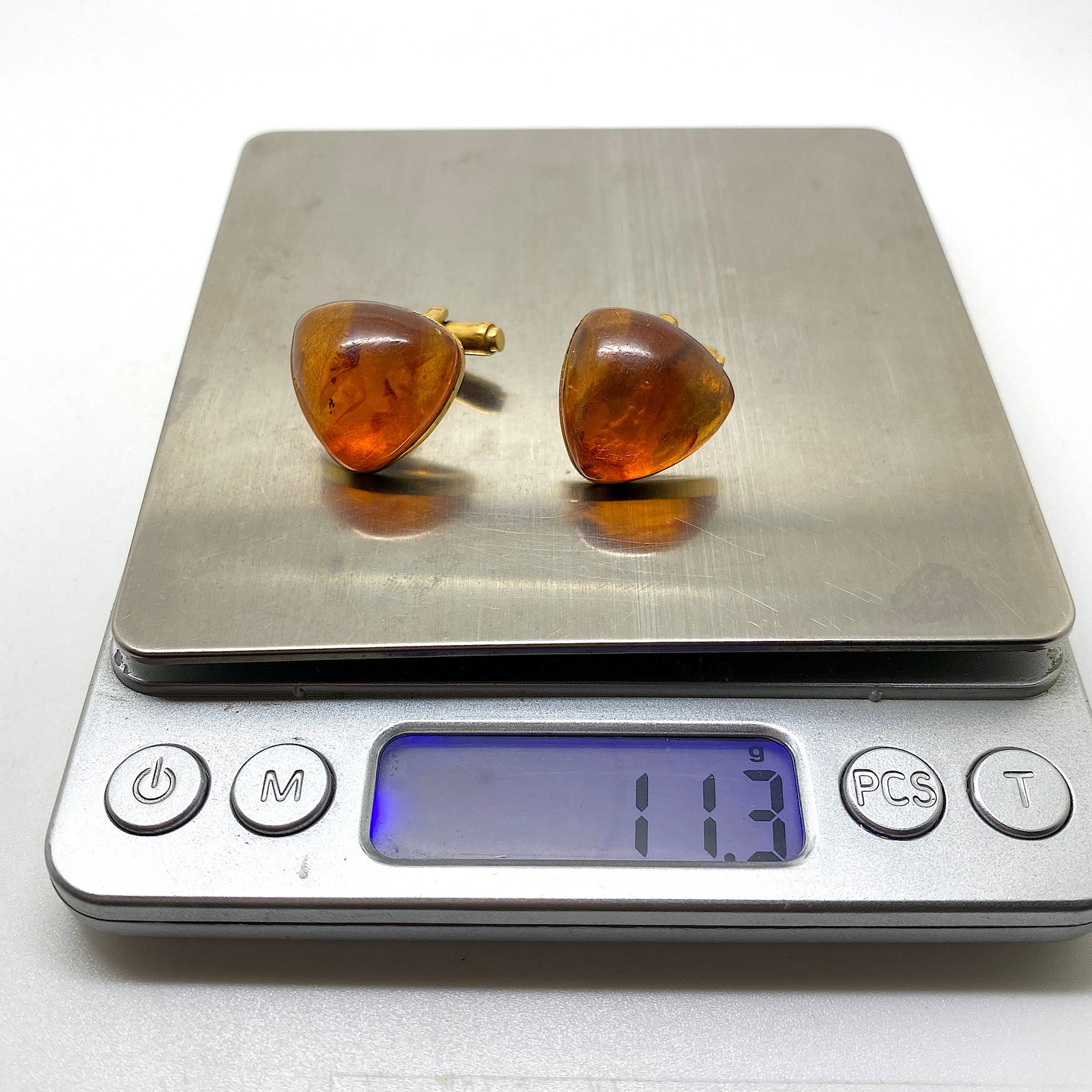 Antique Reuleaux triangle Amber Cufflinks - 8