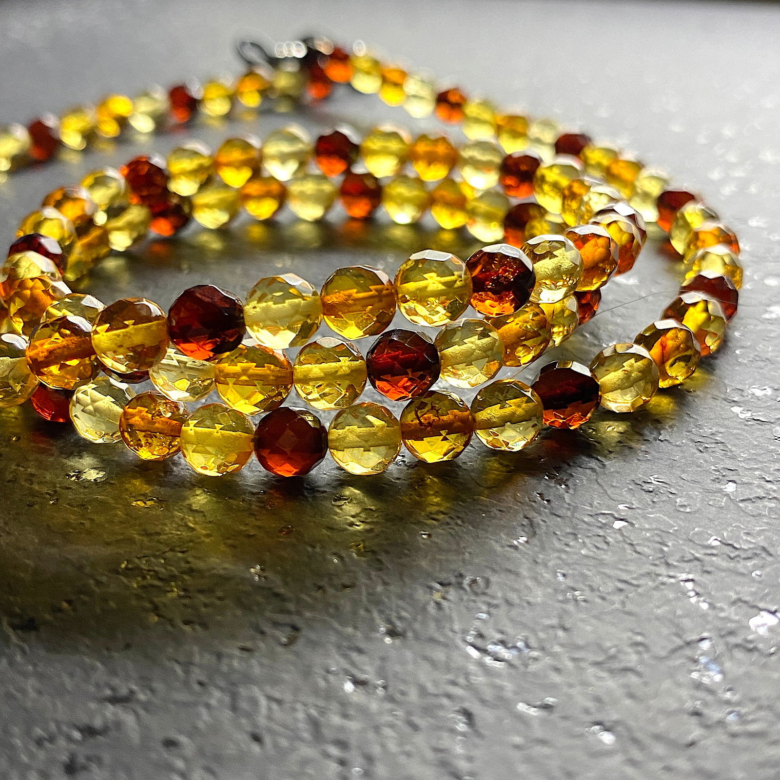 Amber chain for glasses made from Hand Carved Amber beads for glasses - 3