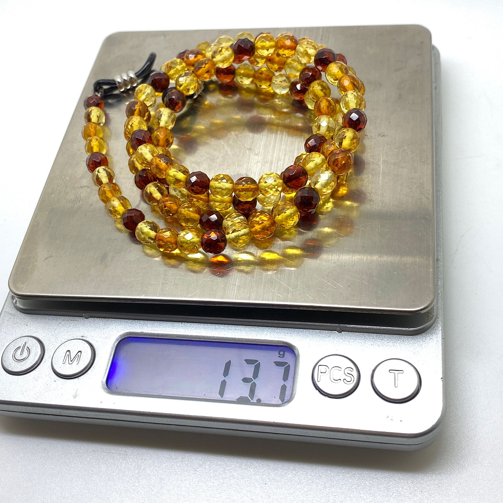 Amber chain for glasses made from Hand Carved Amber beads for glasses - 6
