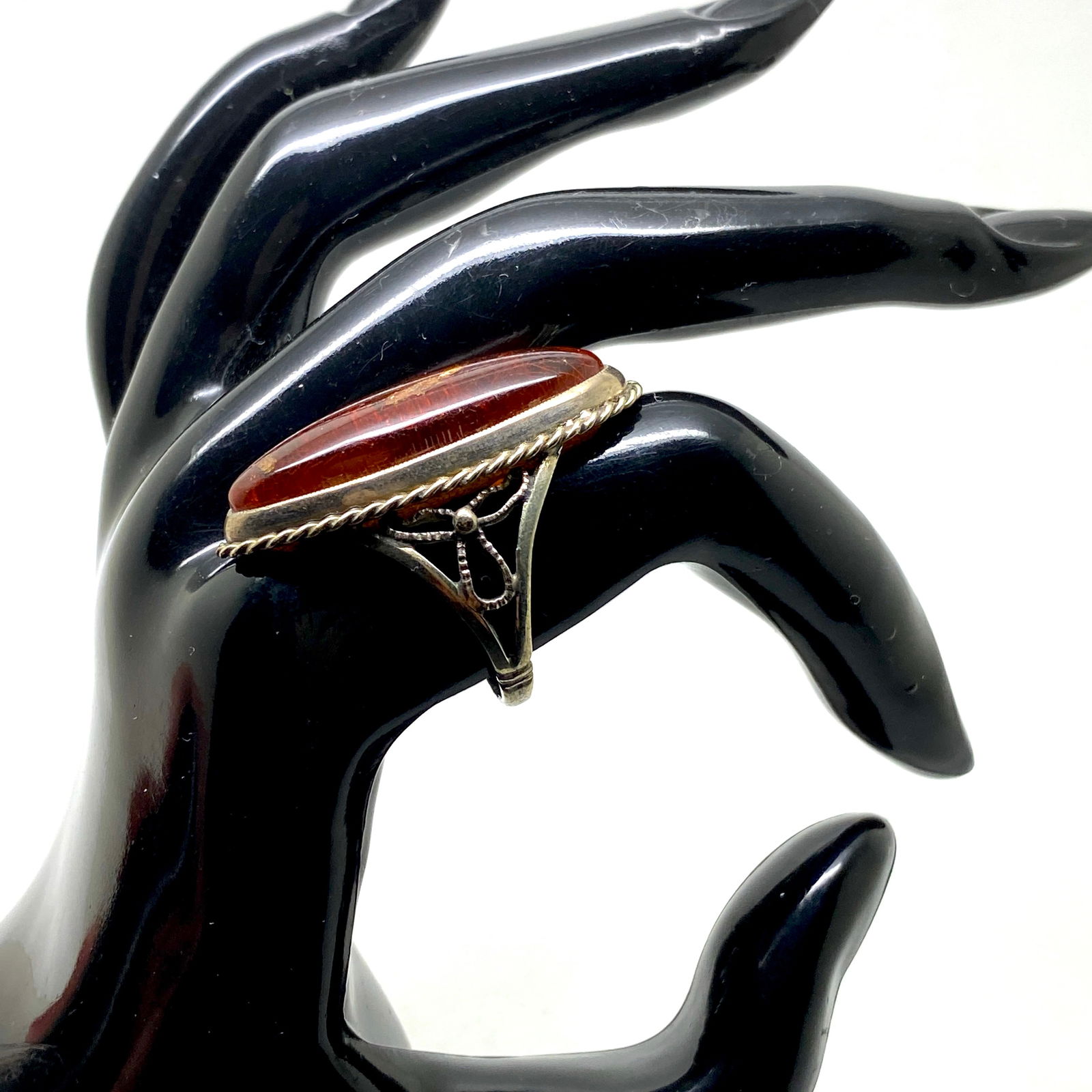 Splendid Unique Vintage Amber Ring - 2