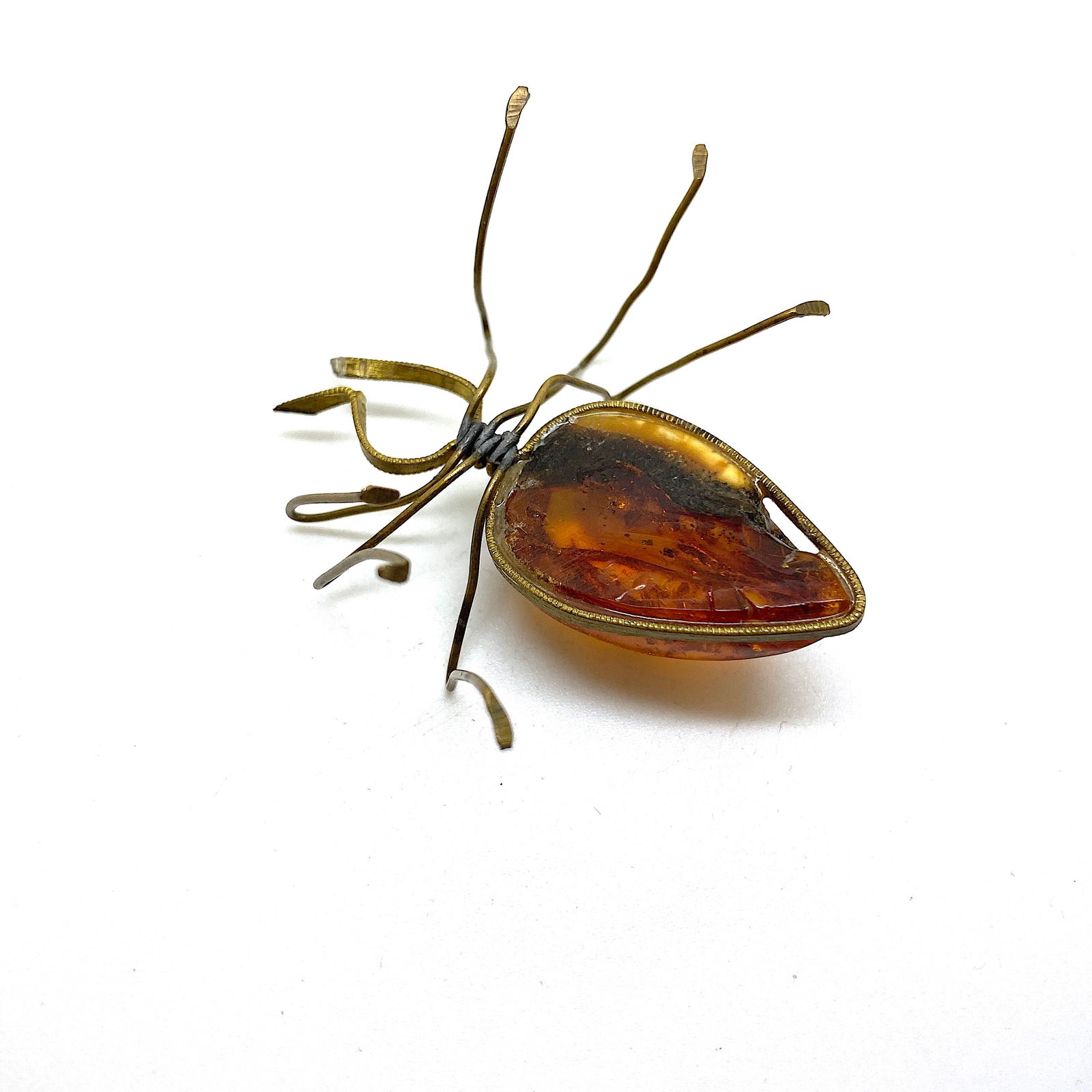Antique Amber Spider Brooch - 6