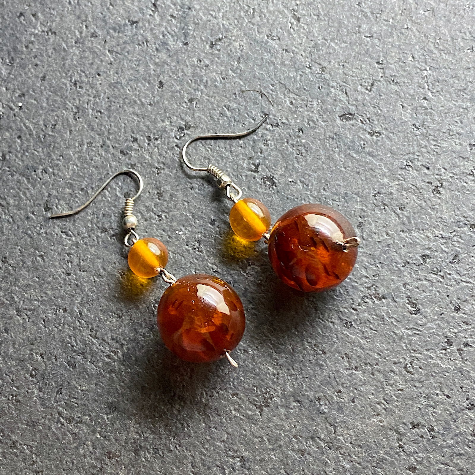 Remarkable Unique Vintage Amber Earrings - 4