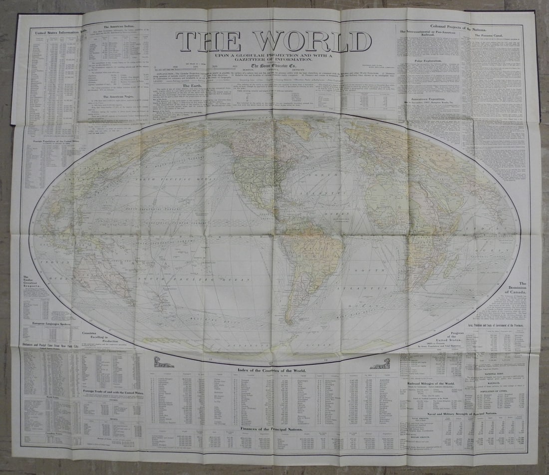Gazetteer of the World: Publication Date:1908Title:Gazetteer of the WorldCartographer:THE HOME EDUCATOR CO.Publisher:THE HOME EDUCATOR CO.Brief Description:Folding, wall map of the World, U.S., Cuba, Eastern Asia and the