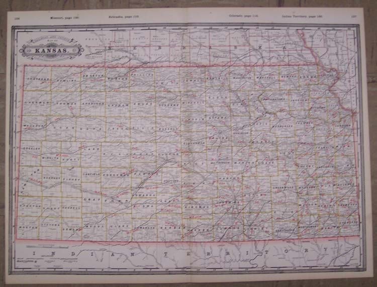 Railroad and County Map of Kansas.: Publication Date:1888Title:Railroad and County Map of Kansas.Cartographer:CRAM, GEORGE F.Publisher:O. H. WALKERBrief Description:Detailed state map with railroads marked "PAC." "AD." and other