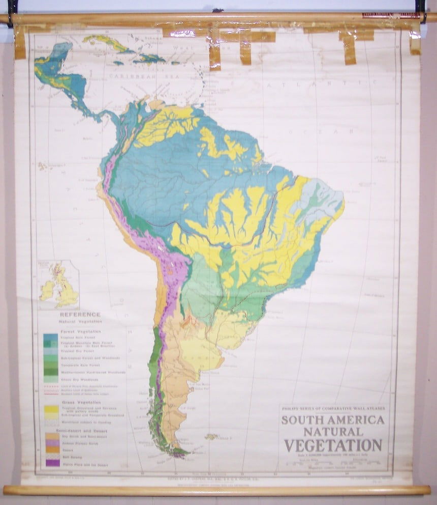 Philips' Series of Comparative Wall Atlases - South America Natural Vegetation: Publication Date:c1925Title:Philips' Series of Comparative Wall Atlases - South America Natural VegetationCartographer:Publisher:The London Geographical InstituteBrief Description:Covers to West