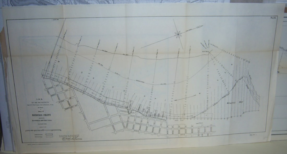 Map of Memphis Front Showing Revetment and Bar Lines. Sections. - 2