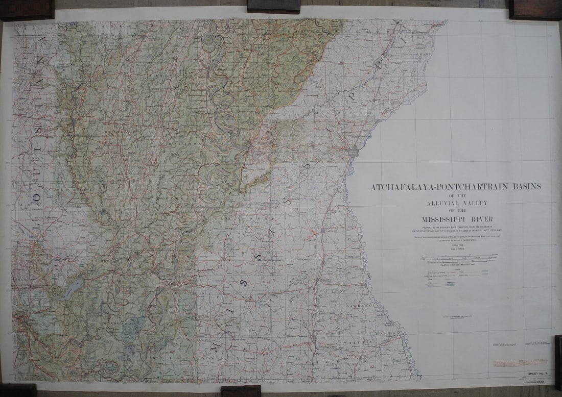 Atchafalaya-Pontchartrain Basins of the Alluvial Valley of the Mississippi River: Publication Date:1942Title:Atchafalaya-Pontchartrain Basins of the Alluvial Valley of the Mississippi RiverCartographer:Publisher:Army Map ServiceBrief Description:Prepared by the Mississippi River