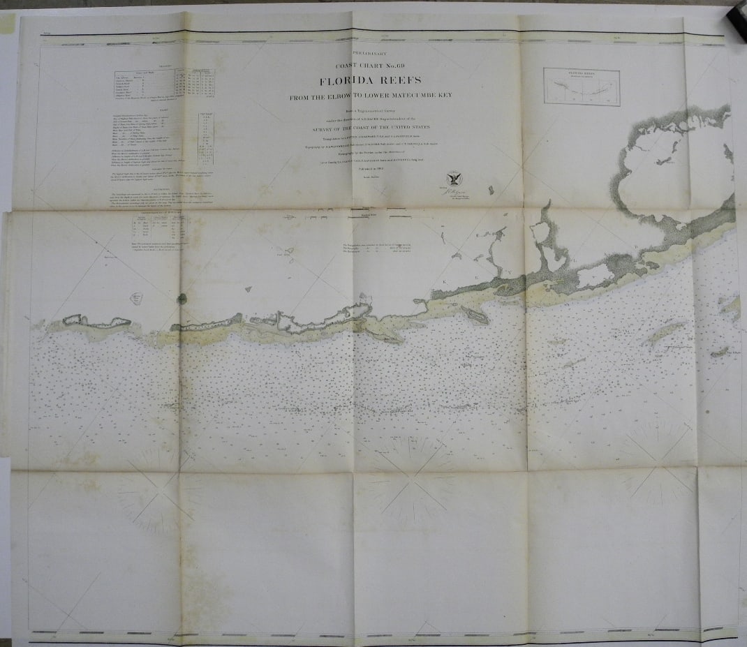Preliminary Coast Chart No. 69. Florida Reefs from the Elbow to Lower Matecumbe Key. Being a: Publication Date:1863Title:Preliminary Coast Chart No. 69. Florida Reefs from the Elbow to Lower Matecumbe Key. Being a Trigonometrical Survey...Cartographer:TOTTEN, J./S.A. WAINWRIGHTPublisher:U.S.