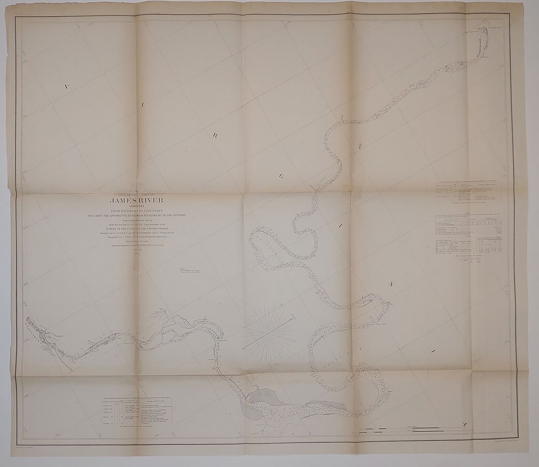 (C No.4) Preliminary Chart of James River Virginia from Richmond to City Point Including the: Publication Date:1856Title:(C No.4) Preliminary Chart of James River Virginia from Richmond to City Point Including the Appomattox River from Petersburg to the JunctionCartographer:J. Seib./S.A.