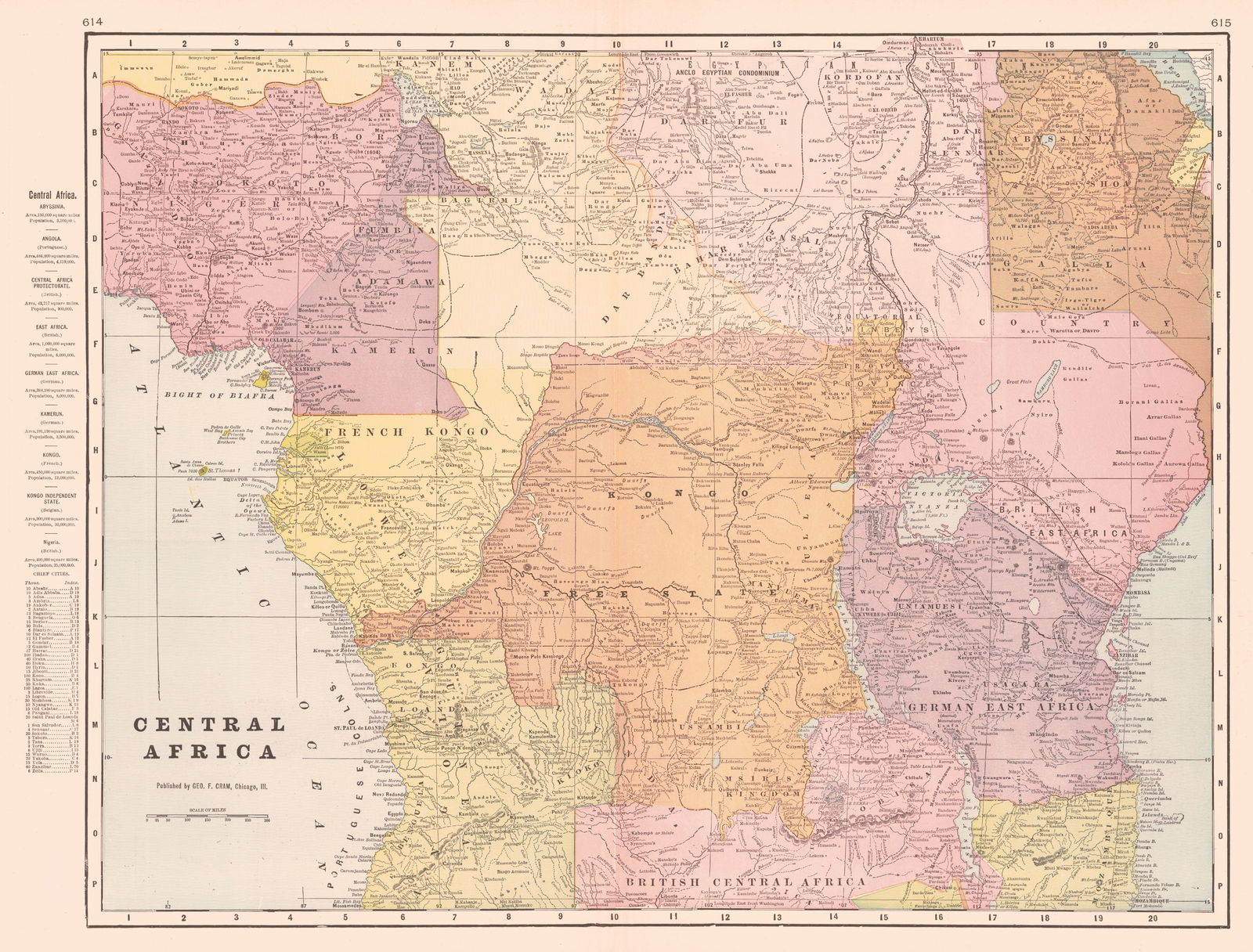 Central Africa: Publication Date:c1906 Title:Central Africa Cartographer:CRAM, GEORGE F. Publisher:A.A. Grant Brief Description:"Published by Geo. F. Cram, Chicago, Ill." From Grant's Bankers' and Brokers' railway sy
