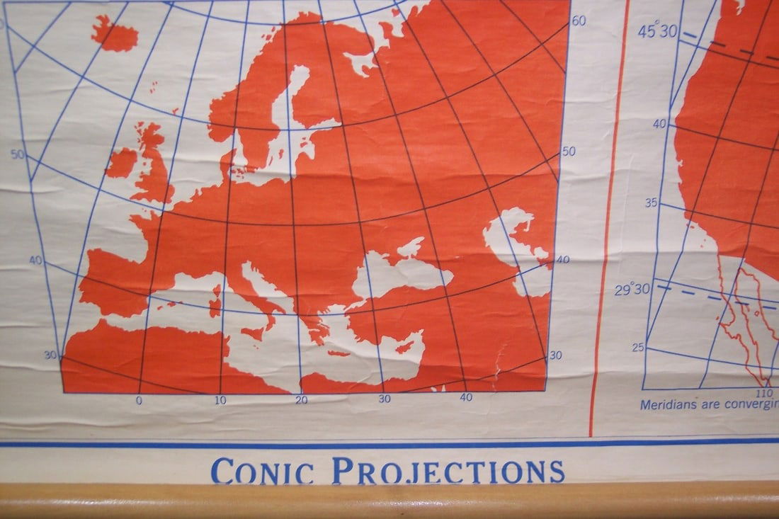 Denoyer Geppert Map Reading Series Conic Projetions - 2