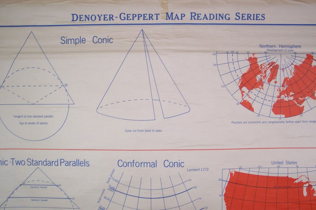 Denoyer Geppert Map Reading Series Conic Projetions - 3