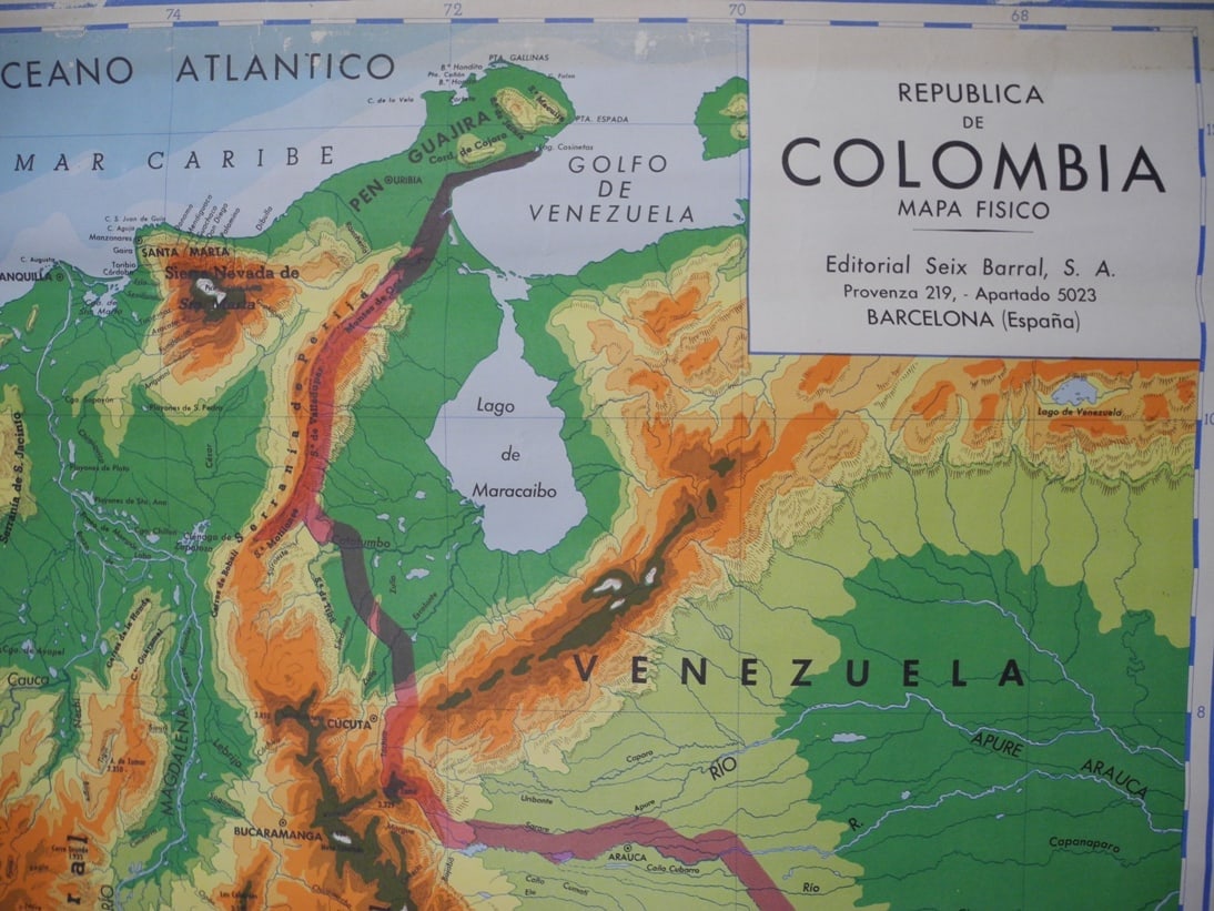Republica de Colombia mapa fisico - 2