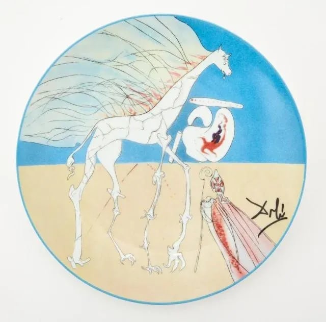 Six Limoges Transfer-Printed Porcelain Cabinet Plates Designed by Salvador Dali- ''Le Conquete Du Co - 2