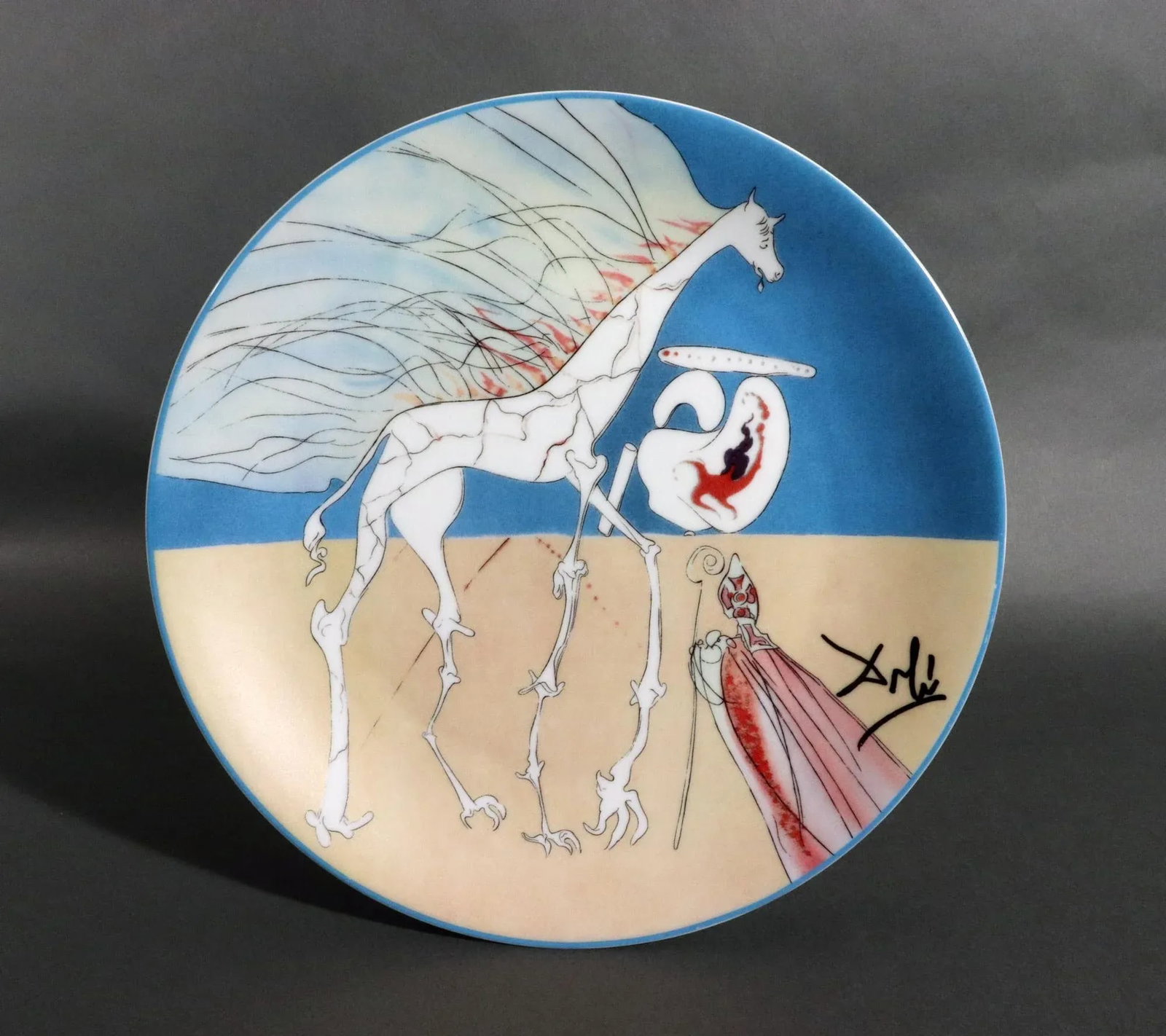 Six Limoges Transfer-Printed Porcelain Cabinet Plates Designed by Salvador Dali- ''Le Conquete Du Co - 6