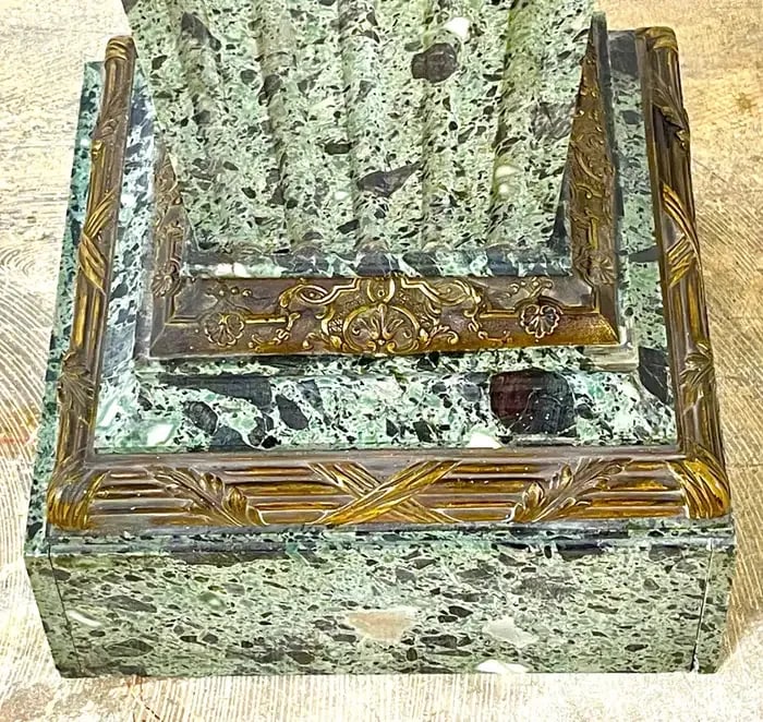 Late 19th Century Magnificent French Neoclassical Ormolu Mounted Verdigris Marble Pedestal - 10