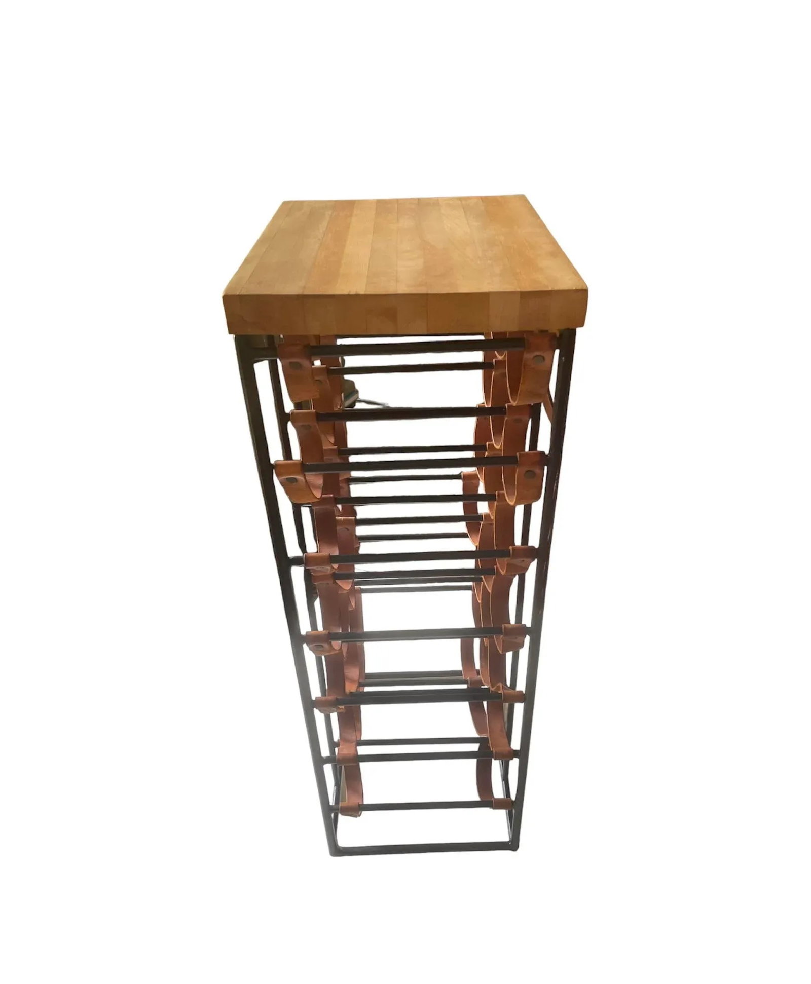 1960s Wrought Iron and Leather Wine Bottle Holder - 6