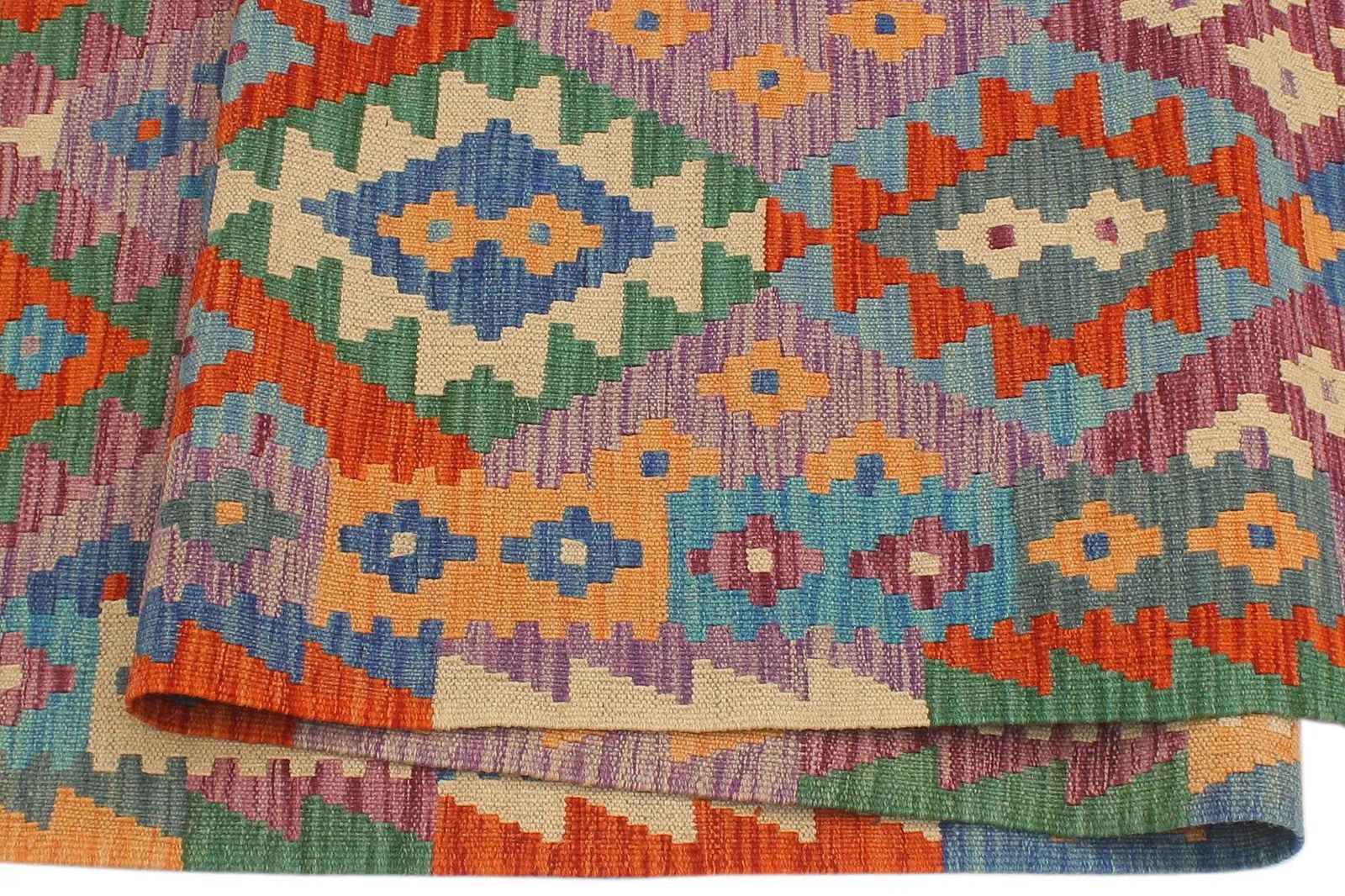 Early 21st Century Early 21st Century Abstract Kilim Moi Blue Rust Hand Woven Rug - 2'10" X 9'6" - 6