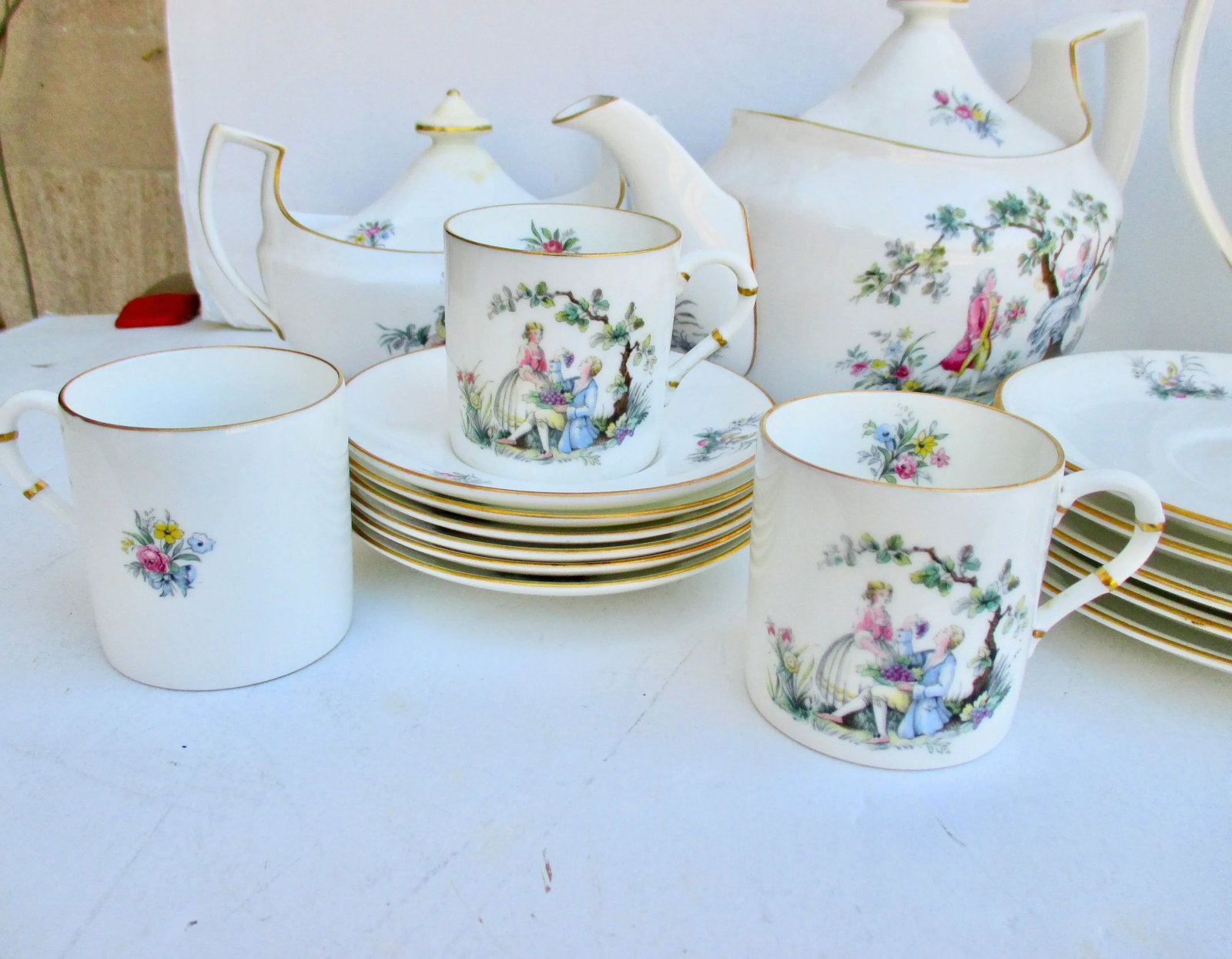 Royal Worcester England Watteau Pattern Coffee Tea Service -A Group of 24 - 11